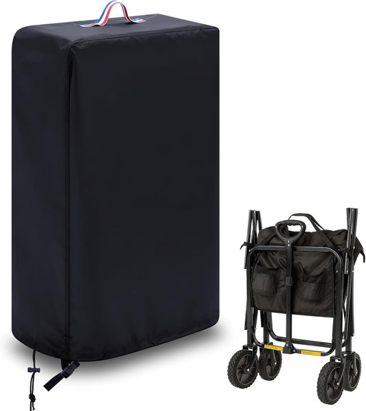 Collapsible Wagon Cover, 20''L x 7" W x 28''H Outdoor Foldable Wagon Cover Waterproof Heavy Duty 420D Oxford Cloth with Adjustable Straps for Folding Garden Cart, Strollers, Utility Carts