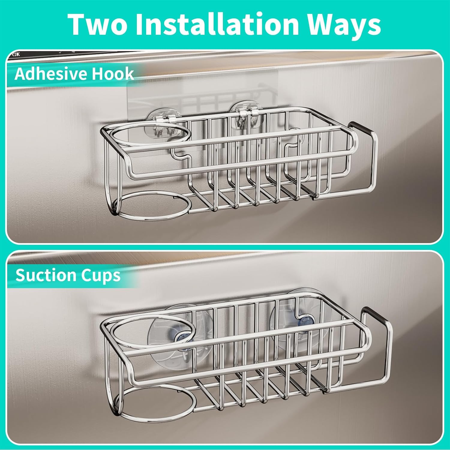 HapiRm 4 in 1 Sink Caddy Sponge Holder, SUS304 Stainless Steel Kitchen