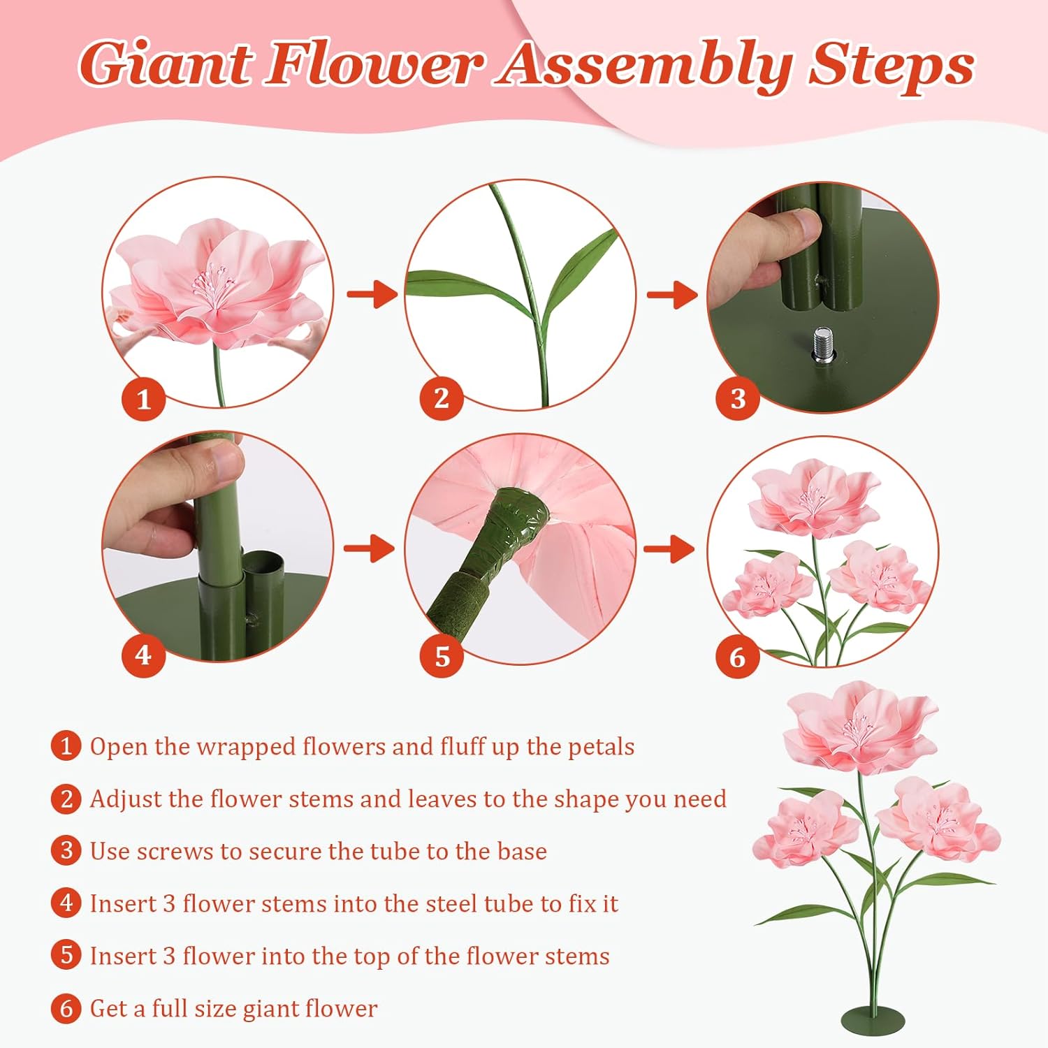Giant Artificial Flowers for Decoration, 5.6 Ft Waterproof EVA Large F
