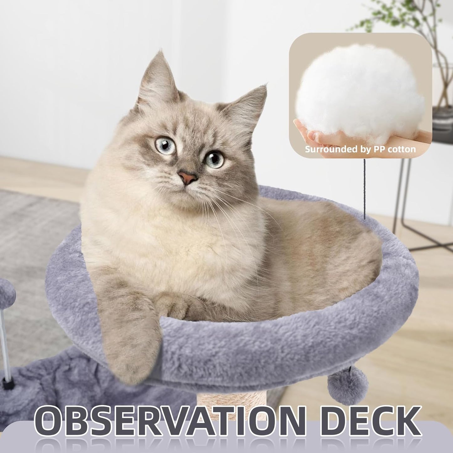 TWDEPART 42.5'' Cat Tree for Indor Cats, Multifunctional Cat Tower wit