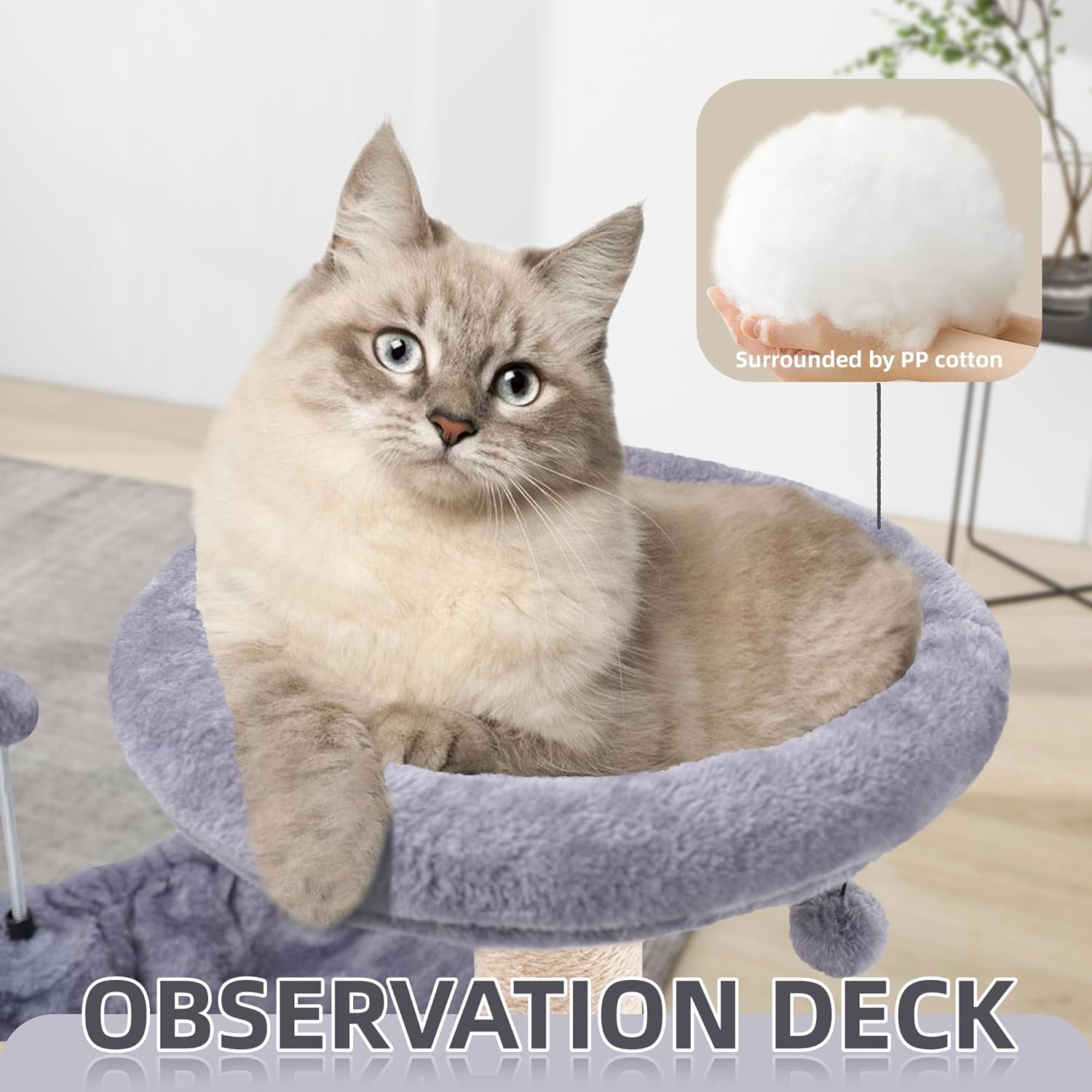 TWDEPART 42.5'' Cat Tree for Indor Cats, Multifunctional Cat Tower wit