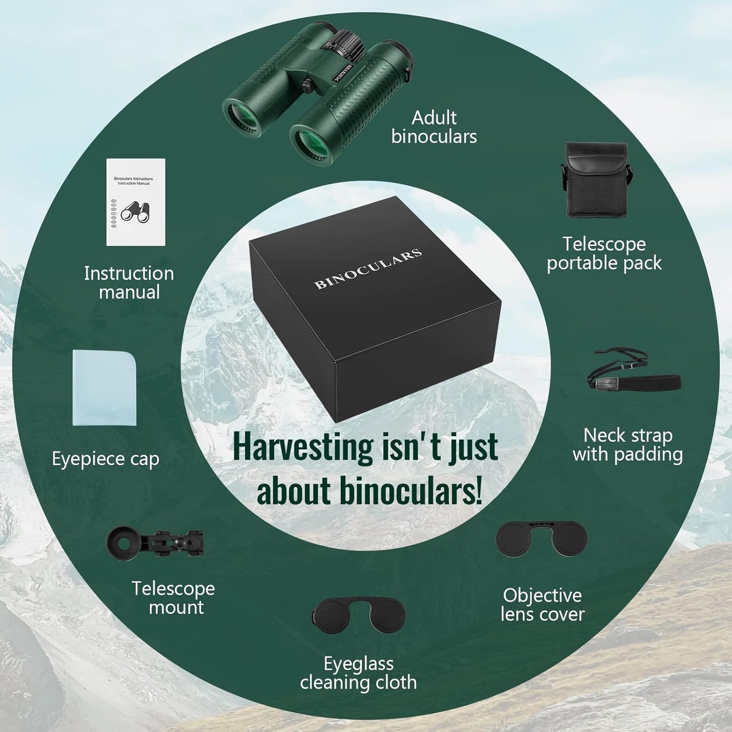 ED 8x33 Binoculars – HD Optical System, Nitrogen-Filled and Waterproof & Fogproof, Non-Slip Silicone Grip for Comfortable Handling, Perfect for Hunting, Bird Watching, Hiking, Travel