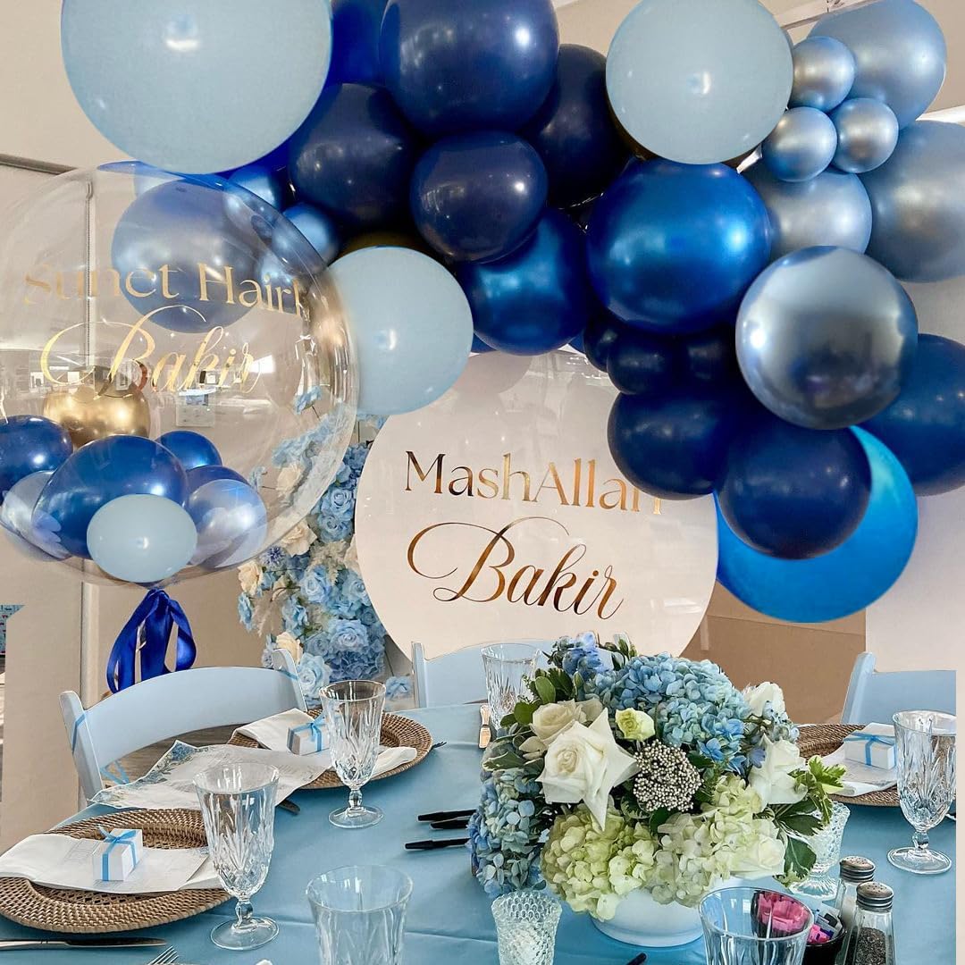 Blue Balloons Metallic Blue Balloon, 60Pcs 12Inch Chrome Blue Balloons