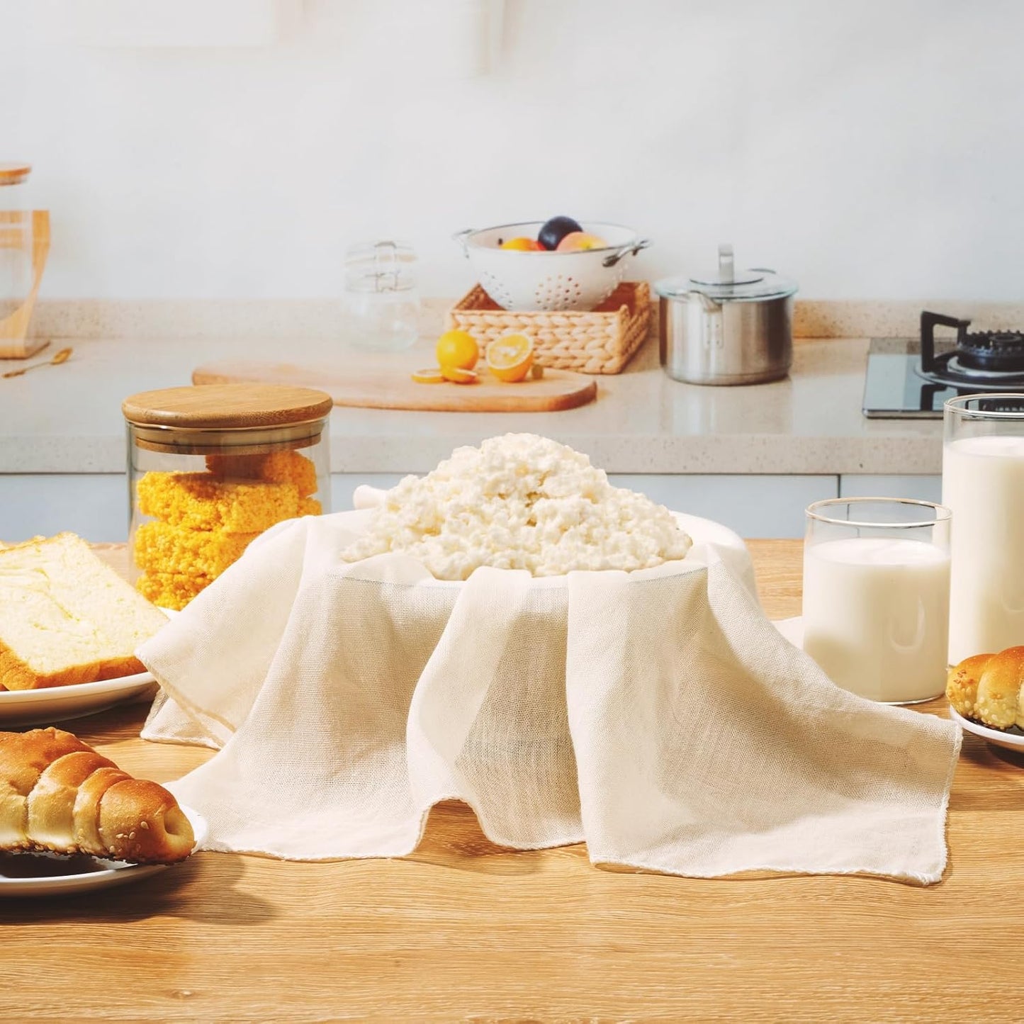 Cheese Cloths for Straining, 6PCS 20x20 Inch Grade 100 Cheese Cloth, Reusable Washable Unbleached Pure Cotton Cheesecloth for Cooking and Cheese Making with Hemmed Edge