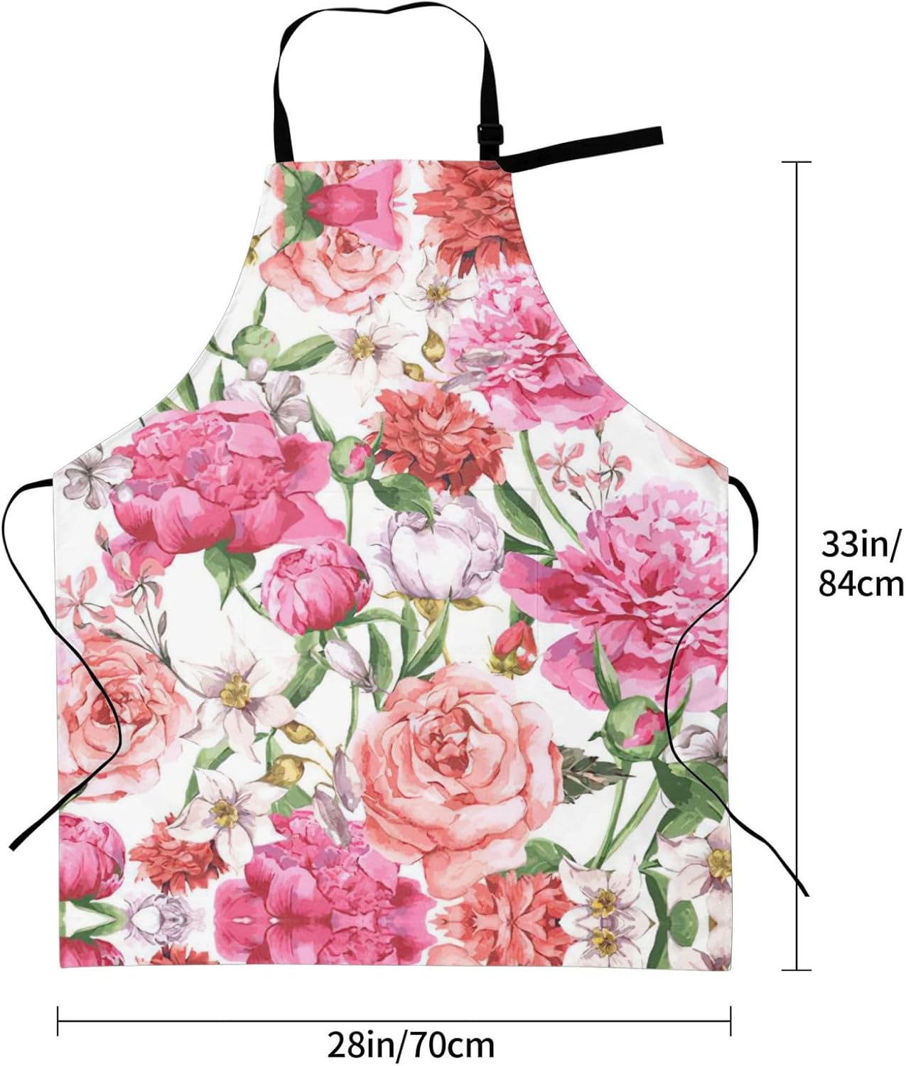 Garden Peony print Waterproof apron with pocket adjustable cooking apron for adult kitchen bibs to bake