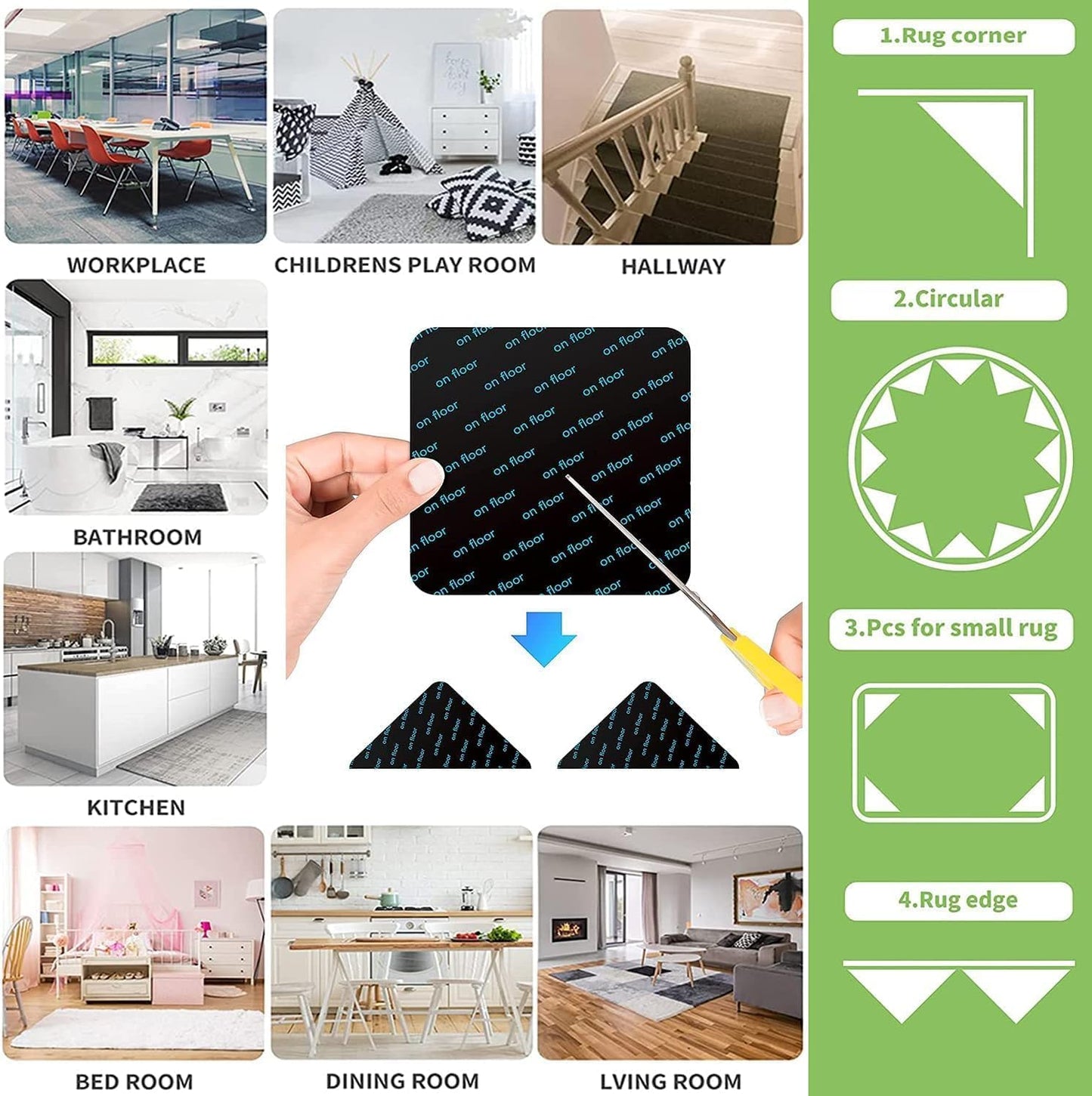 16 PCS Grippers of Rug Pad, Non-Slip Carpet Gripper for Hardwood Floor