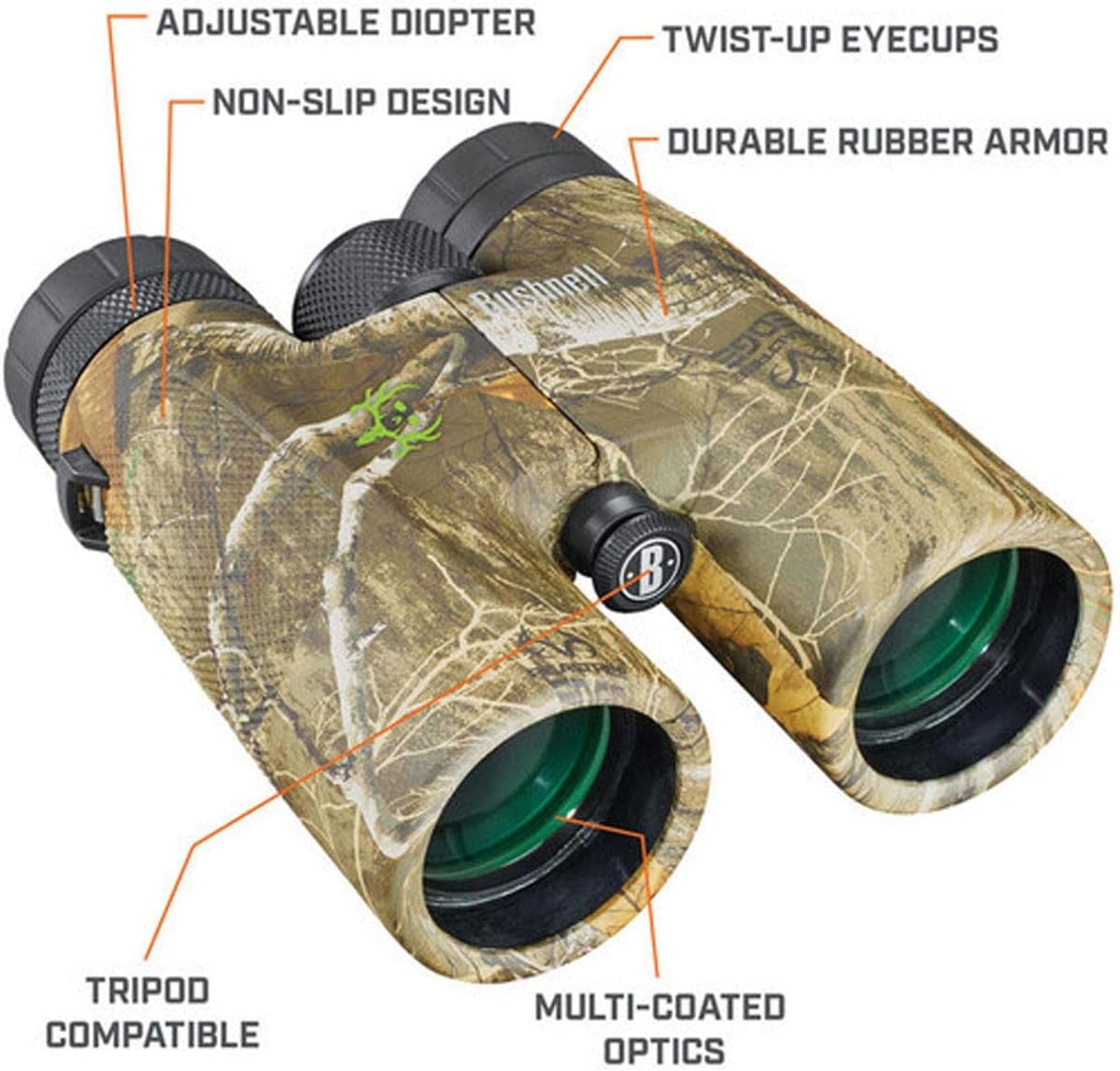 Bushnell Powerview 10x42 BoneCollector Binoculars -All-Purpose Adult Binoculars for Hunting, Birdwatching, Travel, Fishing & More, Realtree Edge Camo