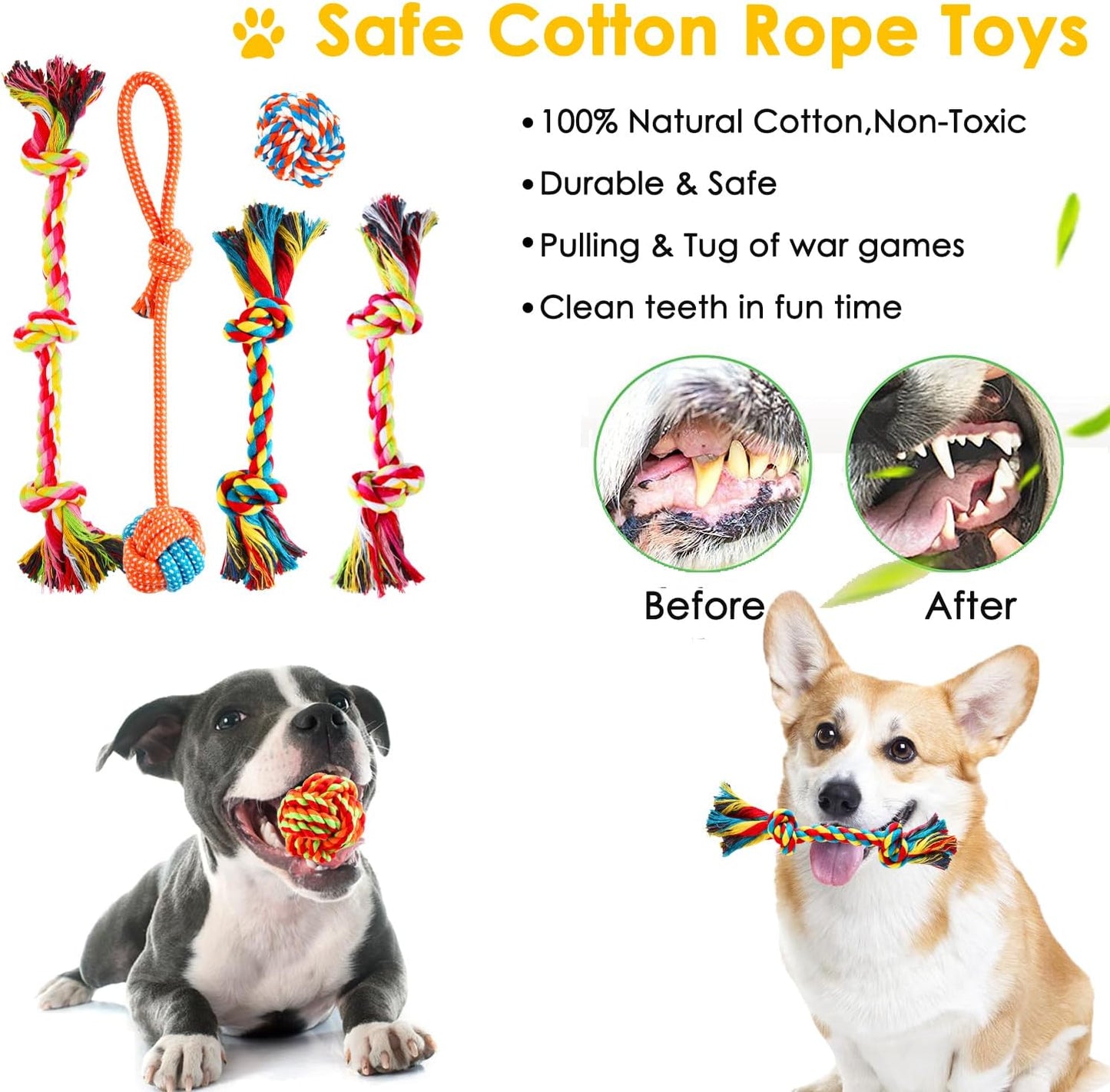 Dog Toys 25 Pack for Fun and Teeth Cleaning, Puppy Chew Toys Pack with