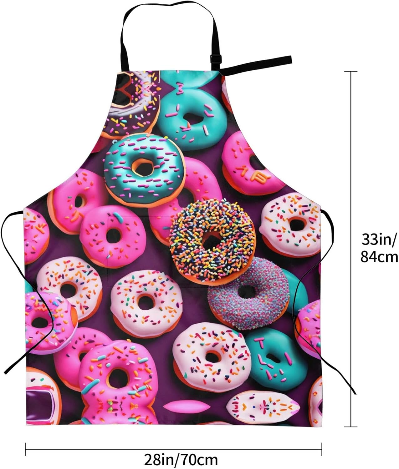 Donut print Waterproof apron with pocket adjustable cooking apron for adult kitchen bibs to bake