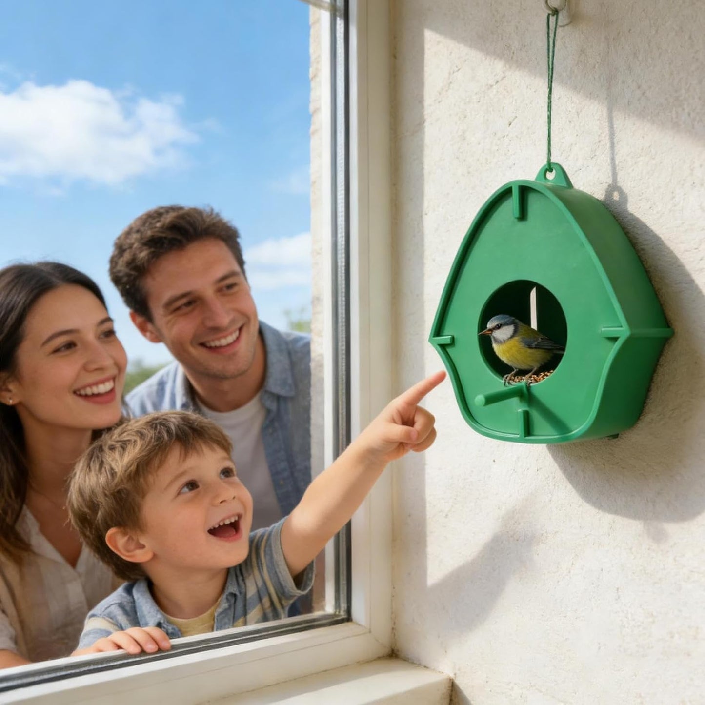 Garden Bird Feeder | Rainproof Birdwatching Aid | Bird Feeding Station Outdoor | for Robins Sparrows Budgies Backyard Balcony Patio Terrace Window