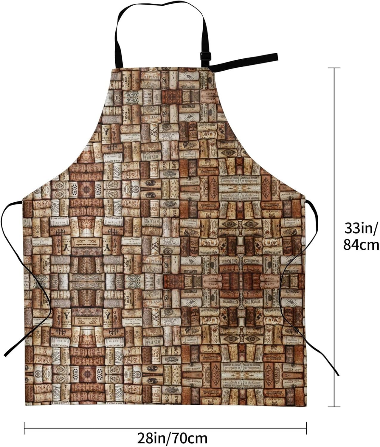 Wine cork print Waterproof apron with pocket adjustable cooking apron for adult kitchen bibs to bake