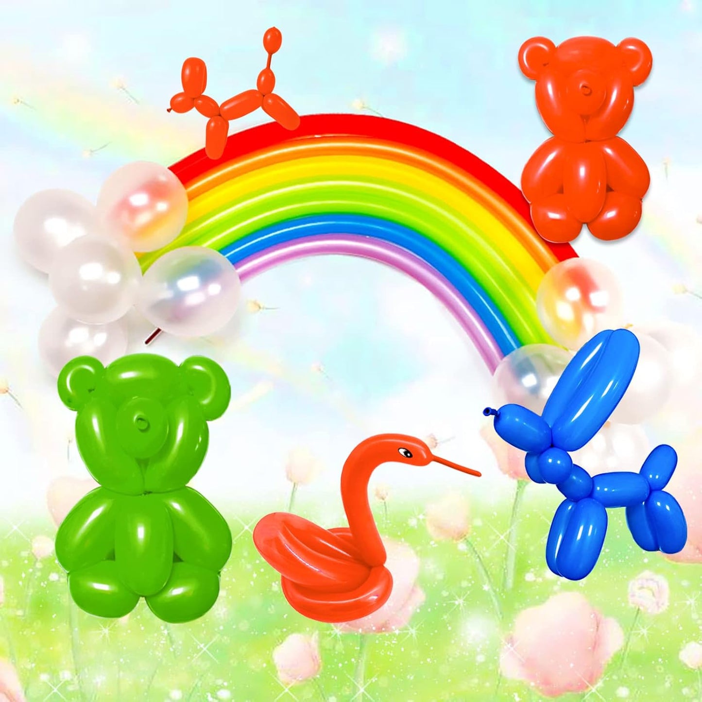 ASIYUHY 260 long balloons 100 Pack Twisting Animal Balloons Assorted Color Thickening Latex Modeling Long Magic Balloons for Animal Shape Birthday Weddings Christmas Party Decoration