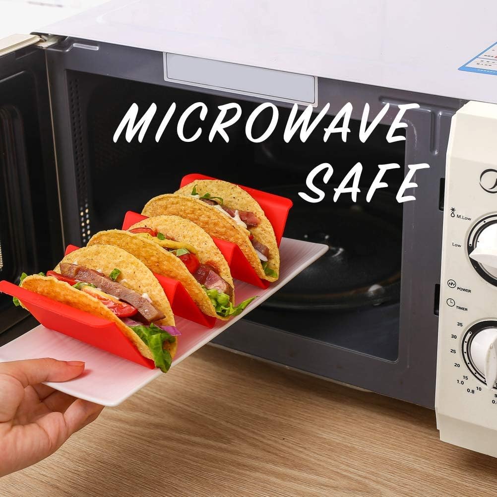 Aichoof Colorful Taco Holder Stands Set of 6 - Premium Large Tray Plat