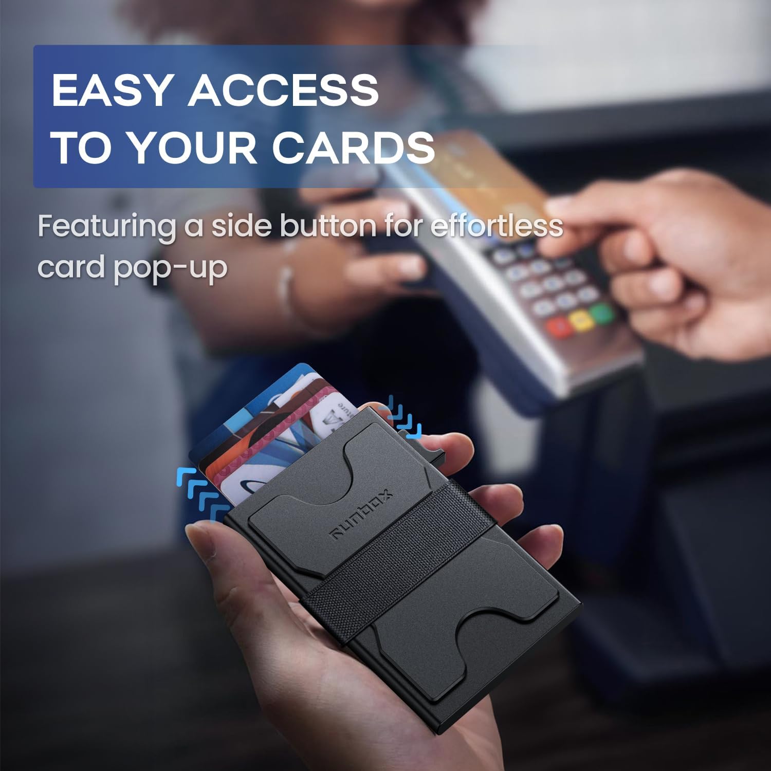 RUNBOX Slim Card Holder Wallet for Men, Minimalist RFID Blocking Walle