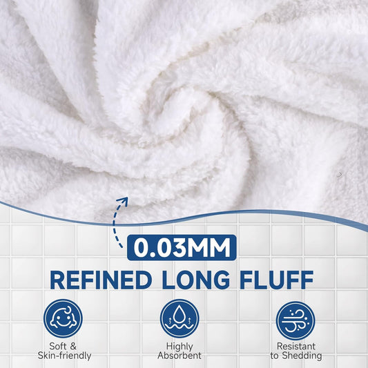 Coral Velvet White Washcloths 12 Pack, Highly Absorbent and Soft White Face Towels, Multi-Purpose Washcloths and Hand Towels for Bathroom, Hotel, Spa and Gym, 12 x 12 inches