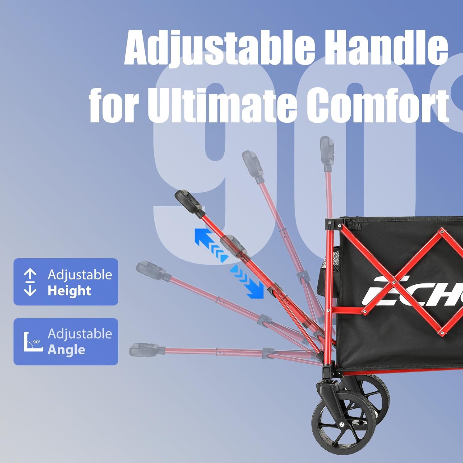 EchoSmile Collapsible Folding Wagon Cart 360lbs, Heavy Duty Garden Uti