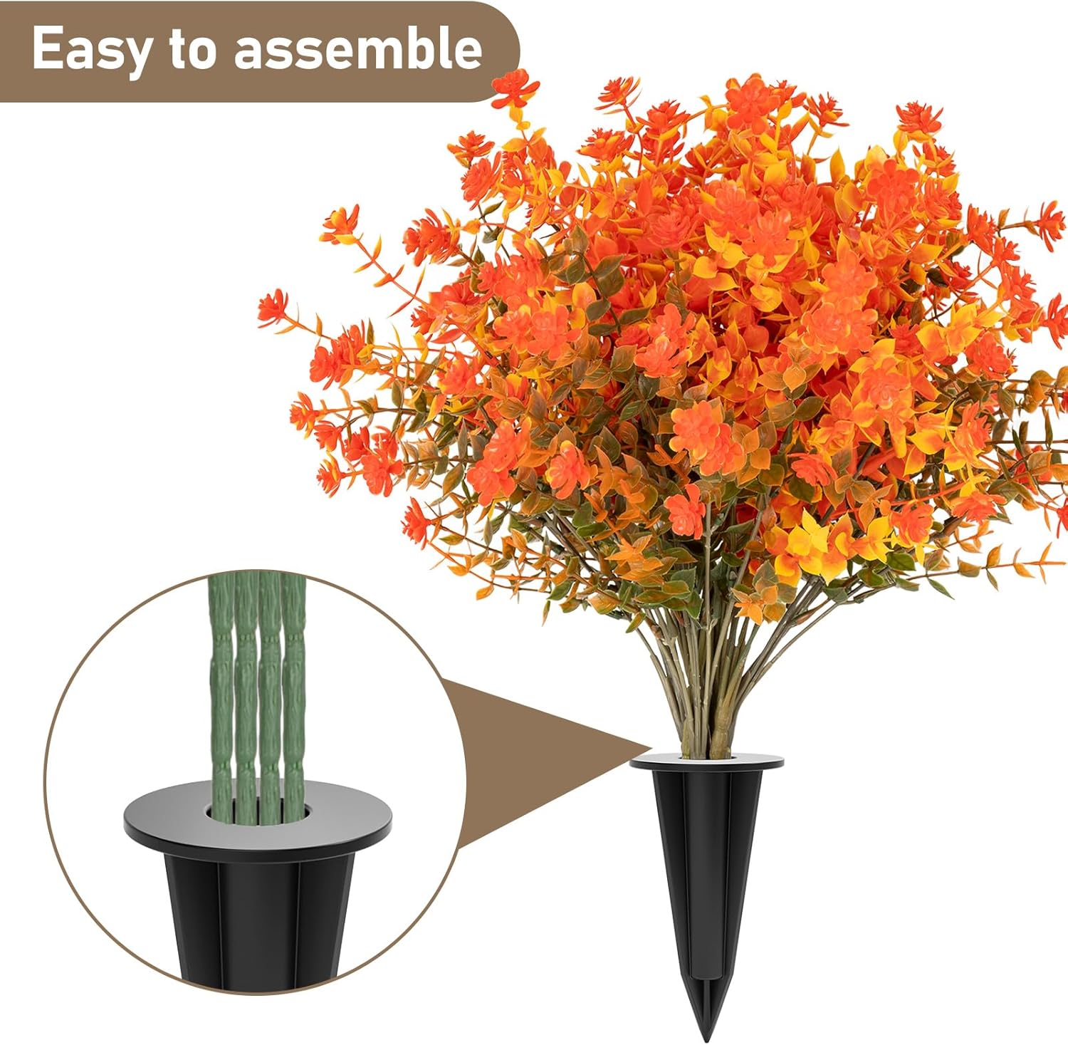 16 Bundles Artificial Flowers for Outdoors, Indoor Fake Plants with Gr