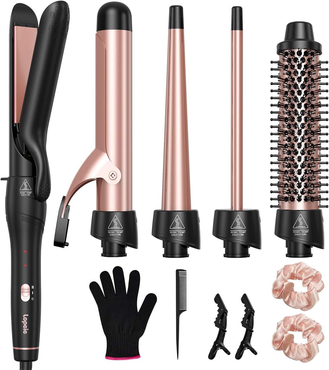 5 in 1 Curling Iron with Thermal Brush and 4 Interchangeable Ceramic B