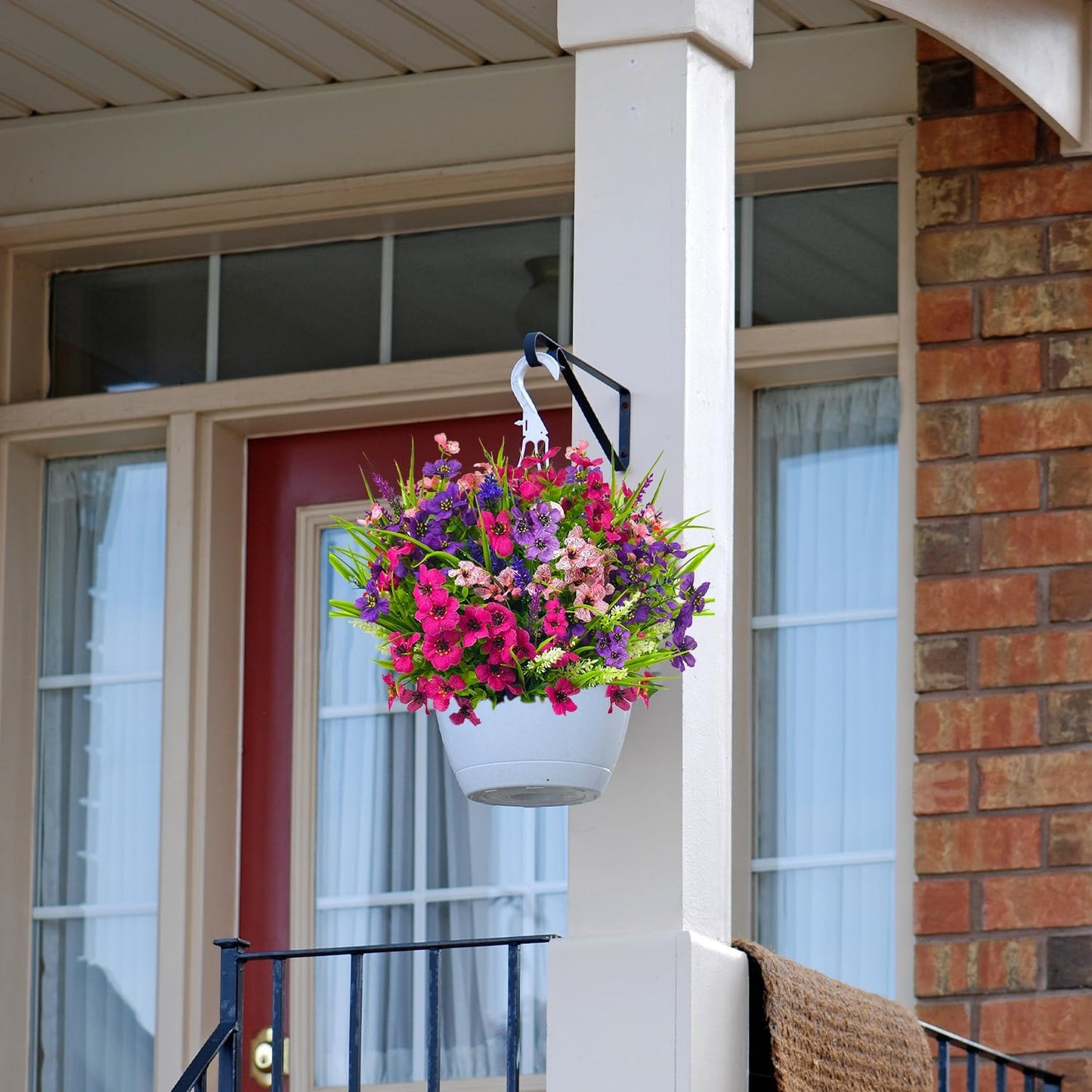 12 Bundles Artificial Flowers Outdoor Silk Fake Plants UV Resistant Faux Plastic Greenery Shrubs for Home Outside Garden Front Porch Window Box Pot Planters Decor (Mix Color)