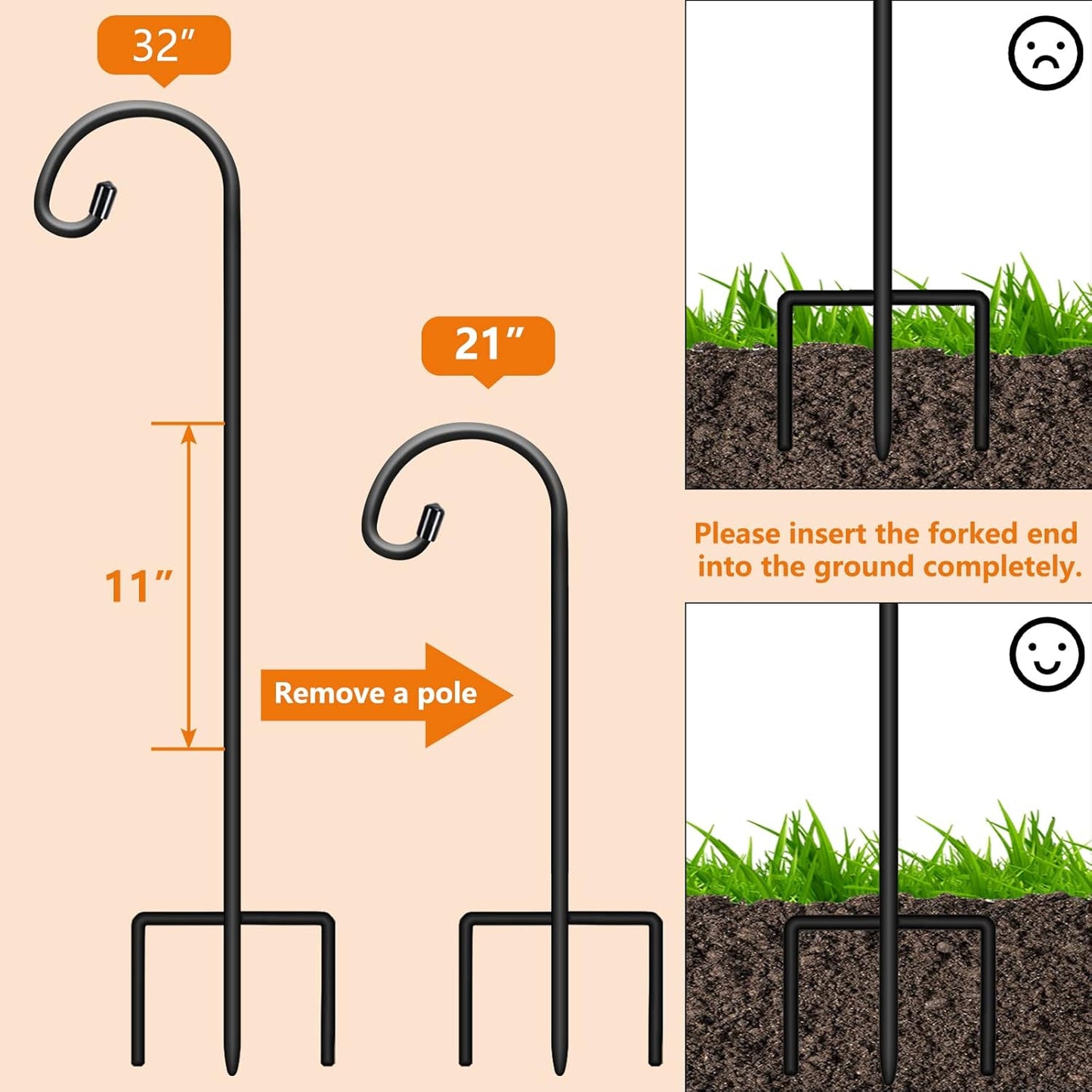Gtongoko 32 Inch Shepherds Hooks for Outdoor 4 Pack Garden Hooks for H