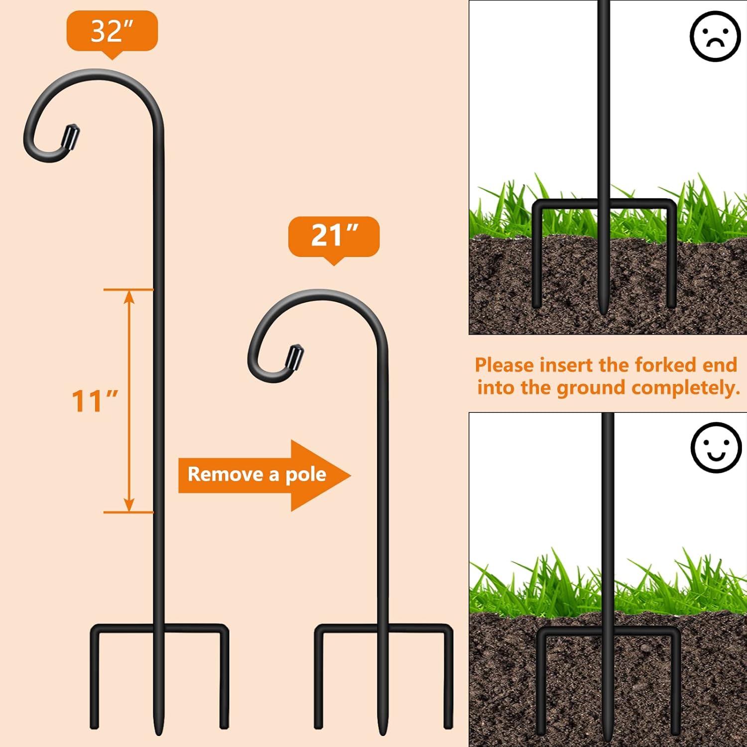 Gtongoko 32 Inch Shepherds Hooks for Outdoor 4 Pack Garden Hooks for H