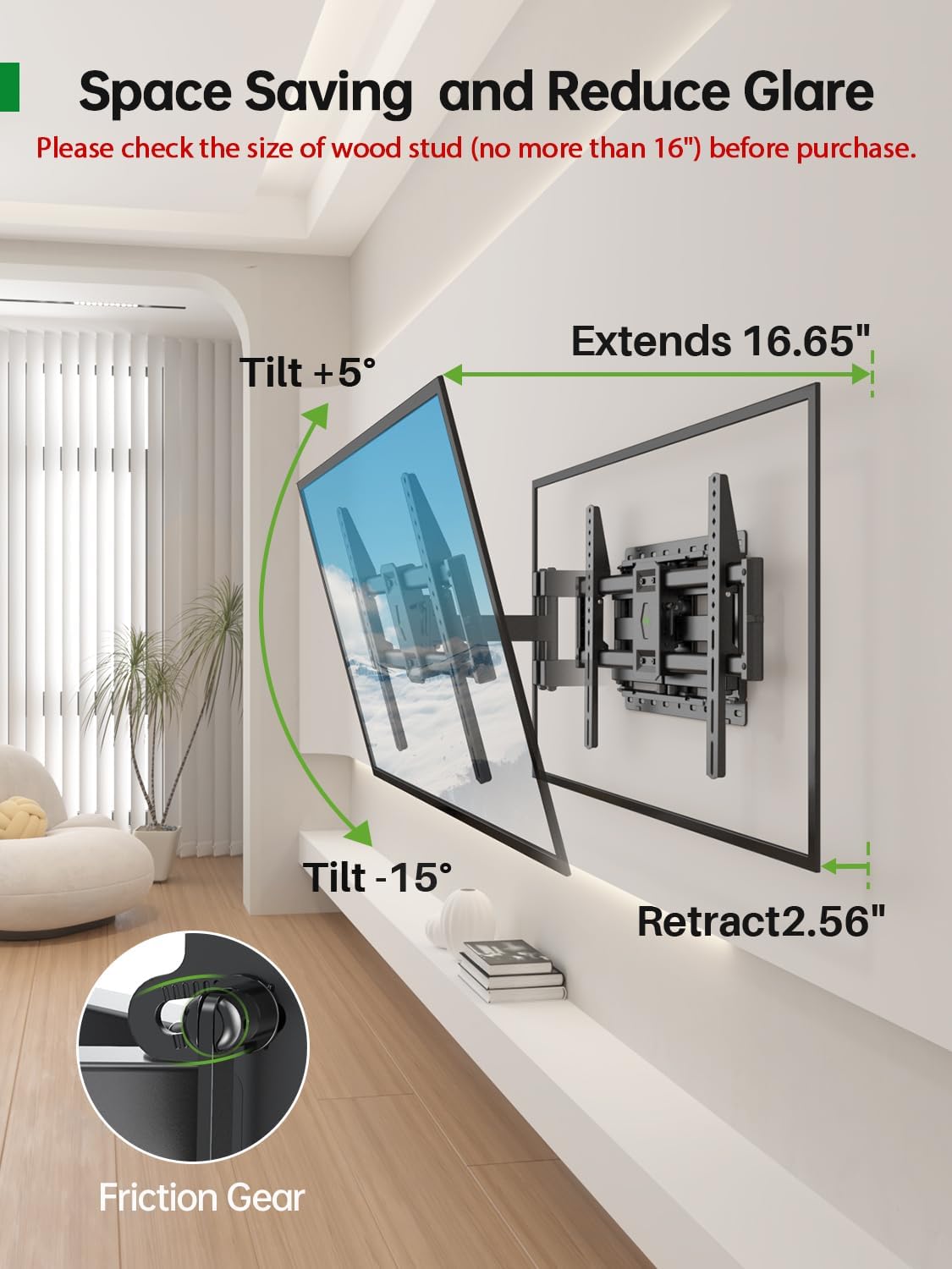 USX Mount Full Motion TV Wall Mount for Most 42-90 inch Flat Screen/LE