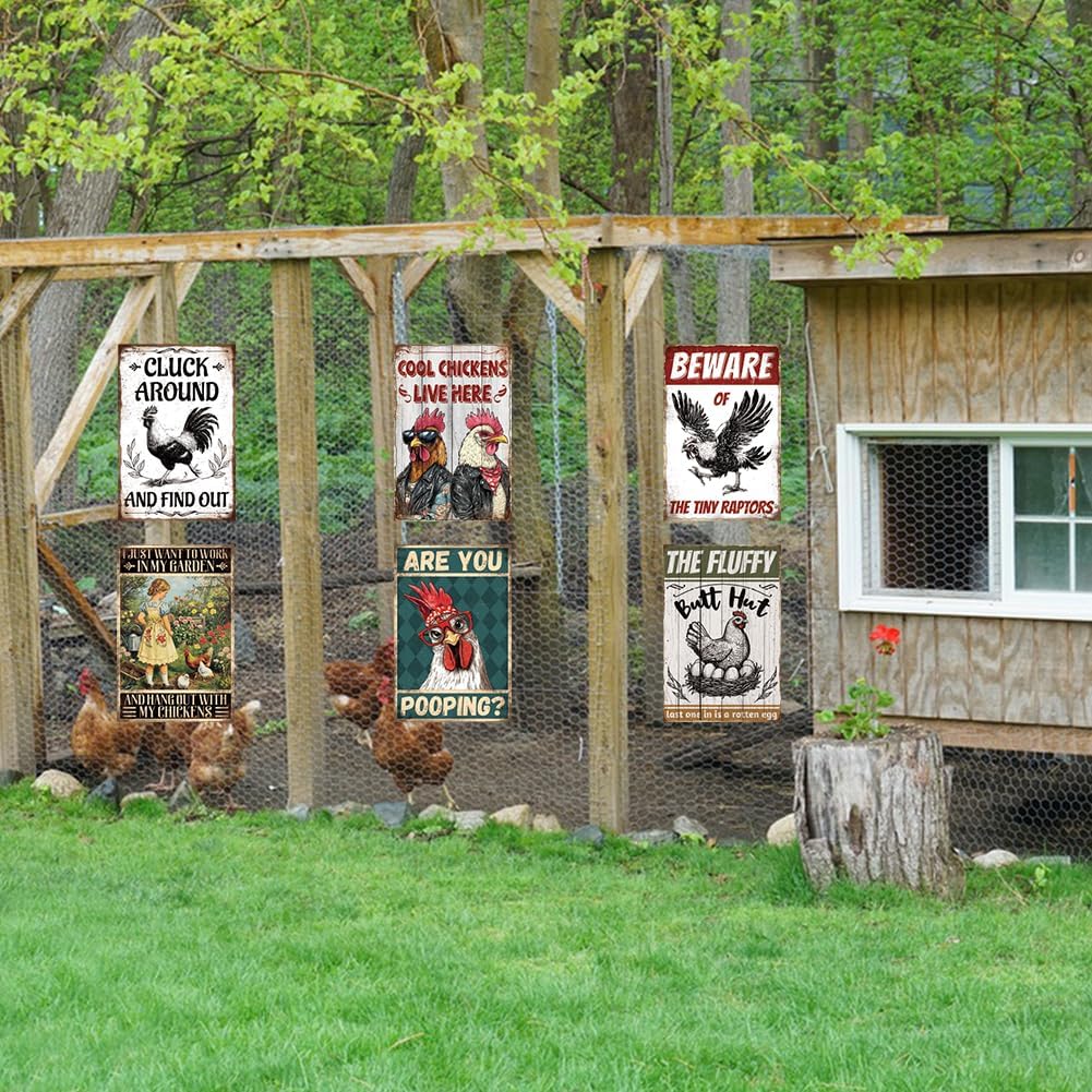 9 Pcs Chicken Coop Signs, Funny Chicken Signs Decor 8×12 Inch, Metal T