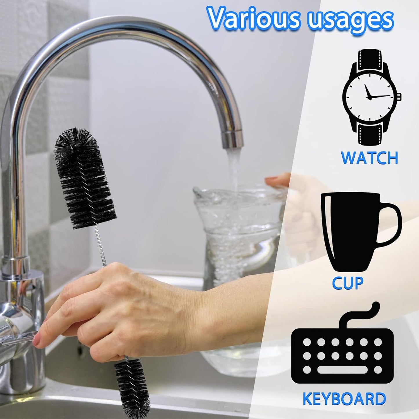 37 Pieces Hummingbird Feeder Cleaning Brush 3 Size Mini Nylon Tube Brushes Set 2 in 1 Double Headed Hummingbird Brush Cleaner for Bottles Tubes Jars Bird Feeder(Black)