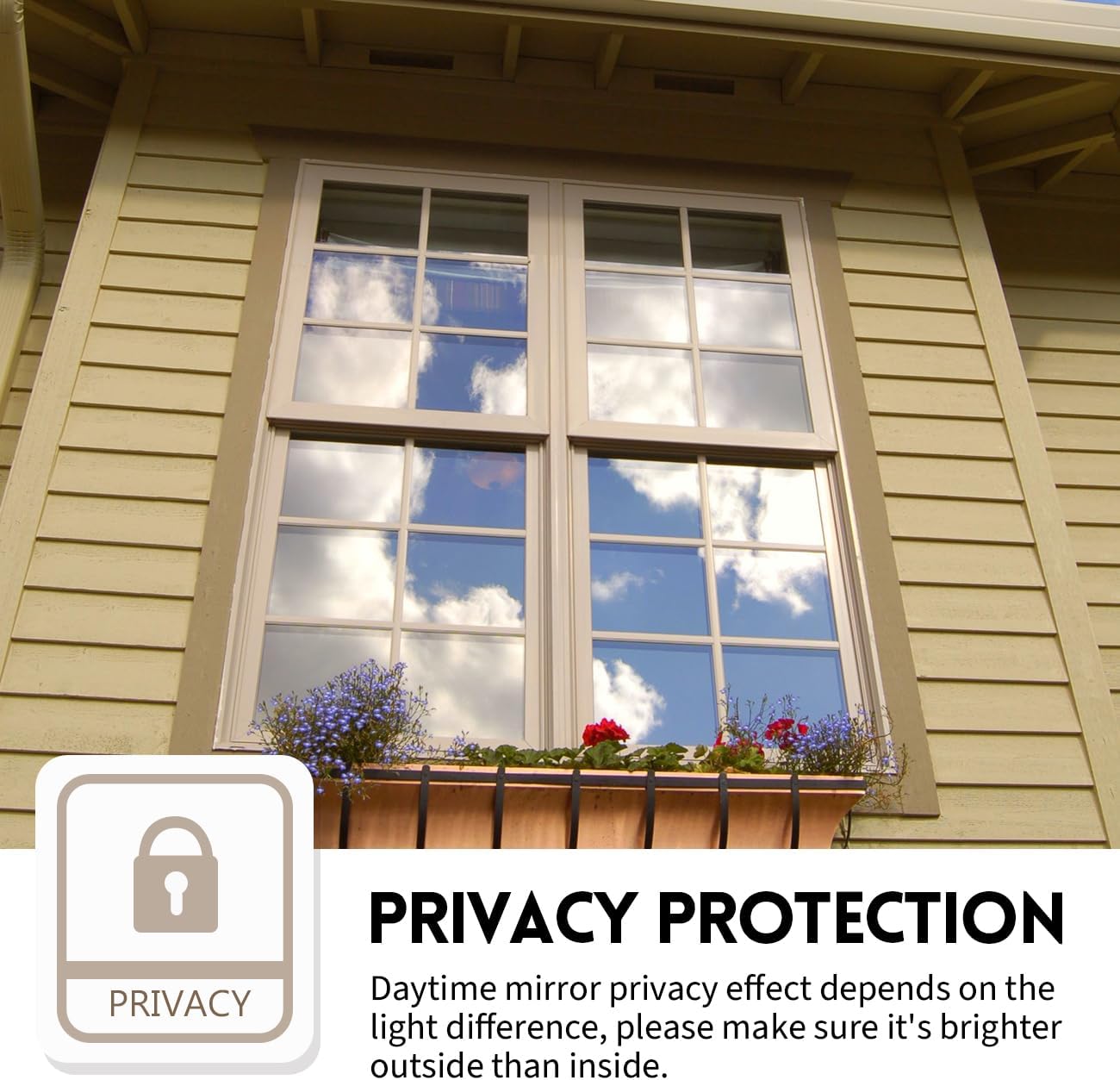 KESPEN Window Privacy Film One Way Daytime Privacy Static Cling Sun Blocking Anti UV Reflective Window Tint for Home and Office, Black-Silver, 17.5 Inch X 6.5 Feet