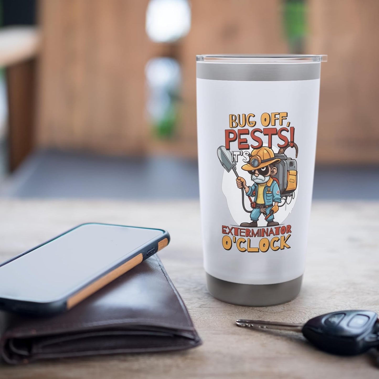 Bug Off, Pests It'S Exterminator O'Clock, Pest Controller Stainless Steel Insulated Tumbler
