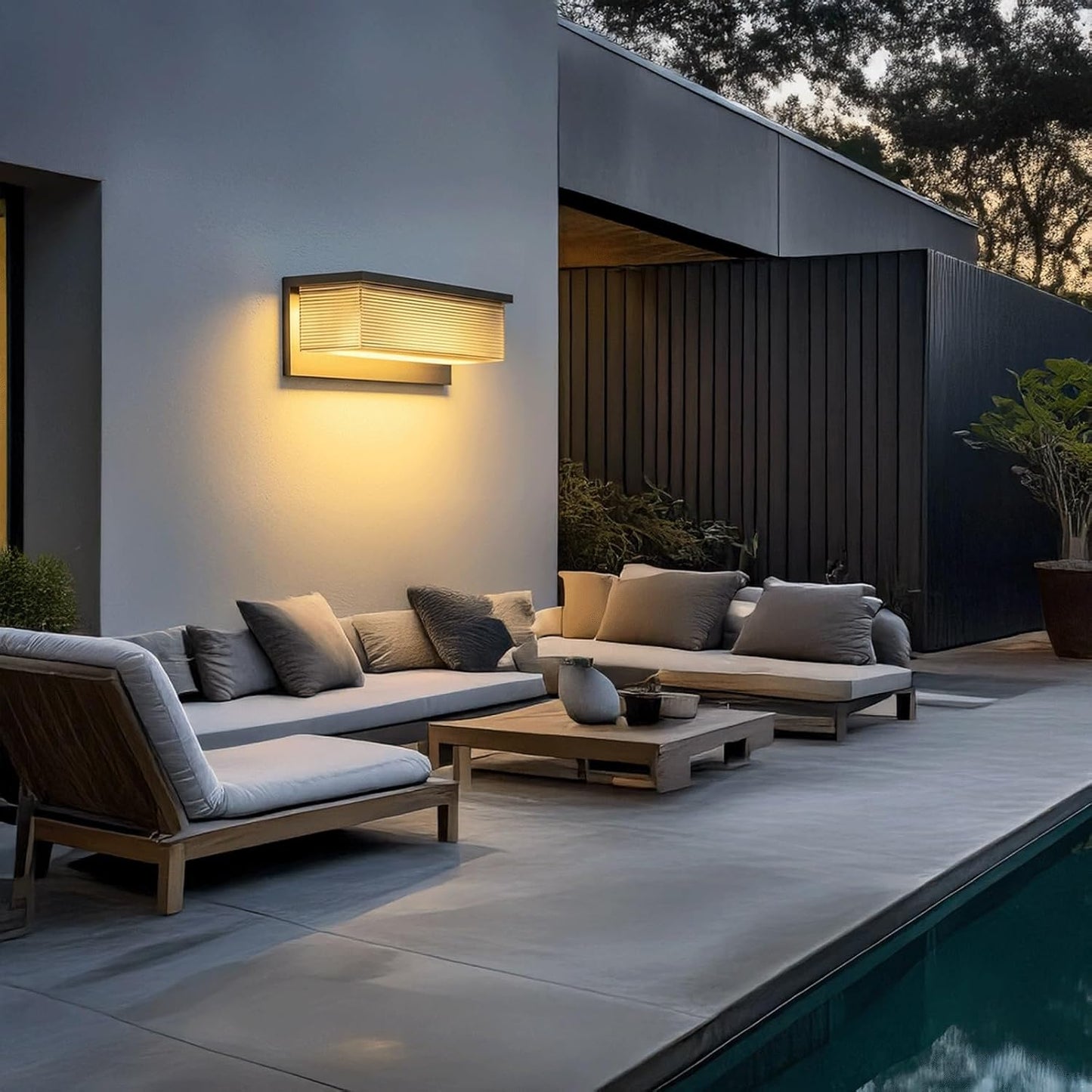 Solar Outdoor Wall Sconce, Modern Stainless Steel Wall Lamp with PC Shade, Waterproof Solar Powered Exterior Mounted Fixture, Wireless LED Wall Light for Porch, Patio, Villa, Pool, Garden