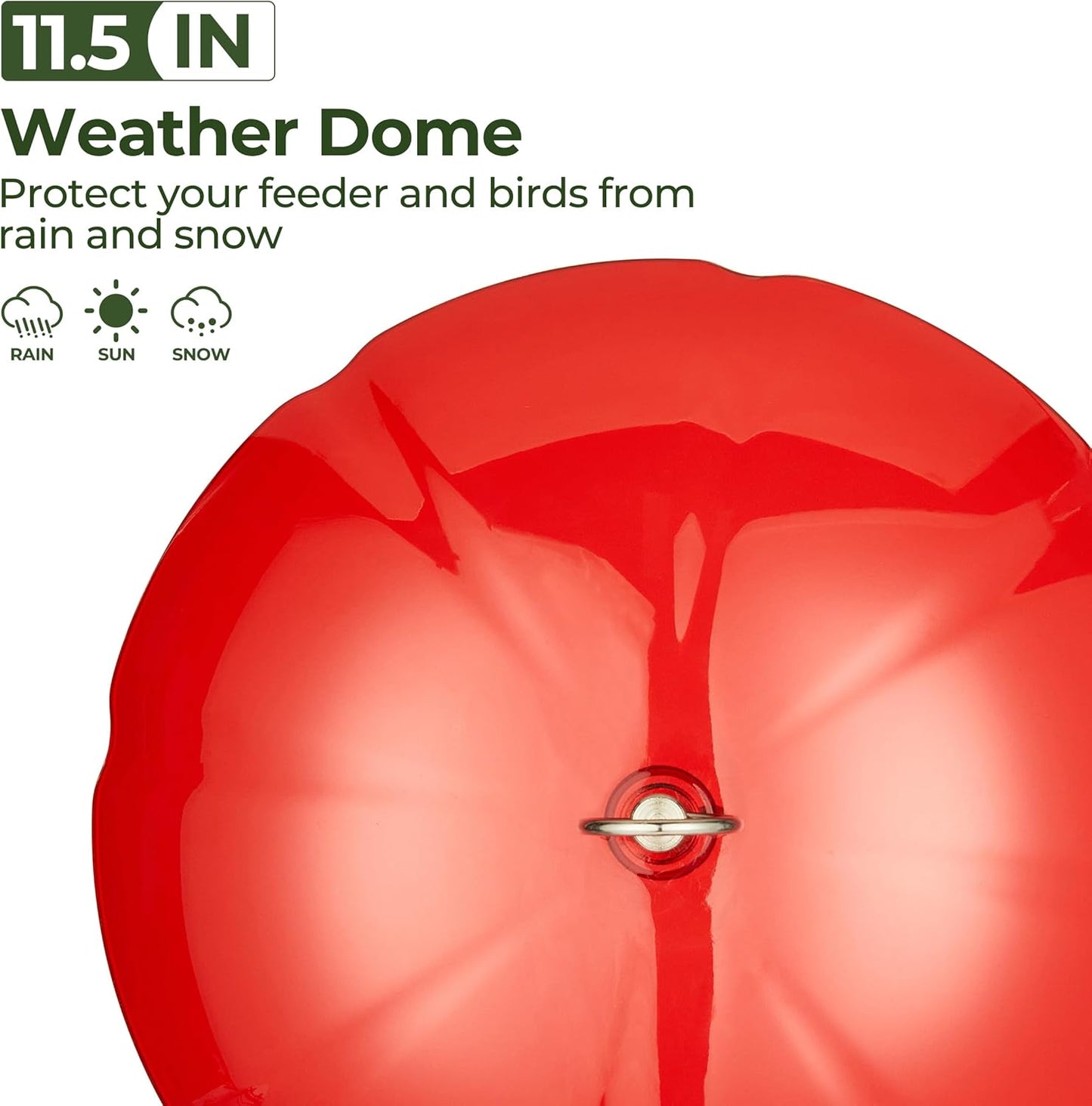 Kingsyard Plastic Weather Protective Dome Cover for Hanging Bird Feeders, Weather Guard & Easy to Clean, Red