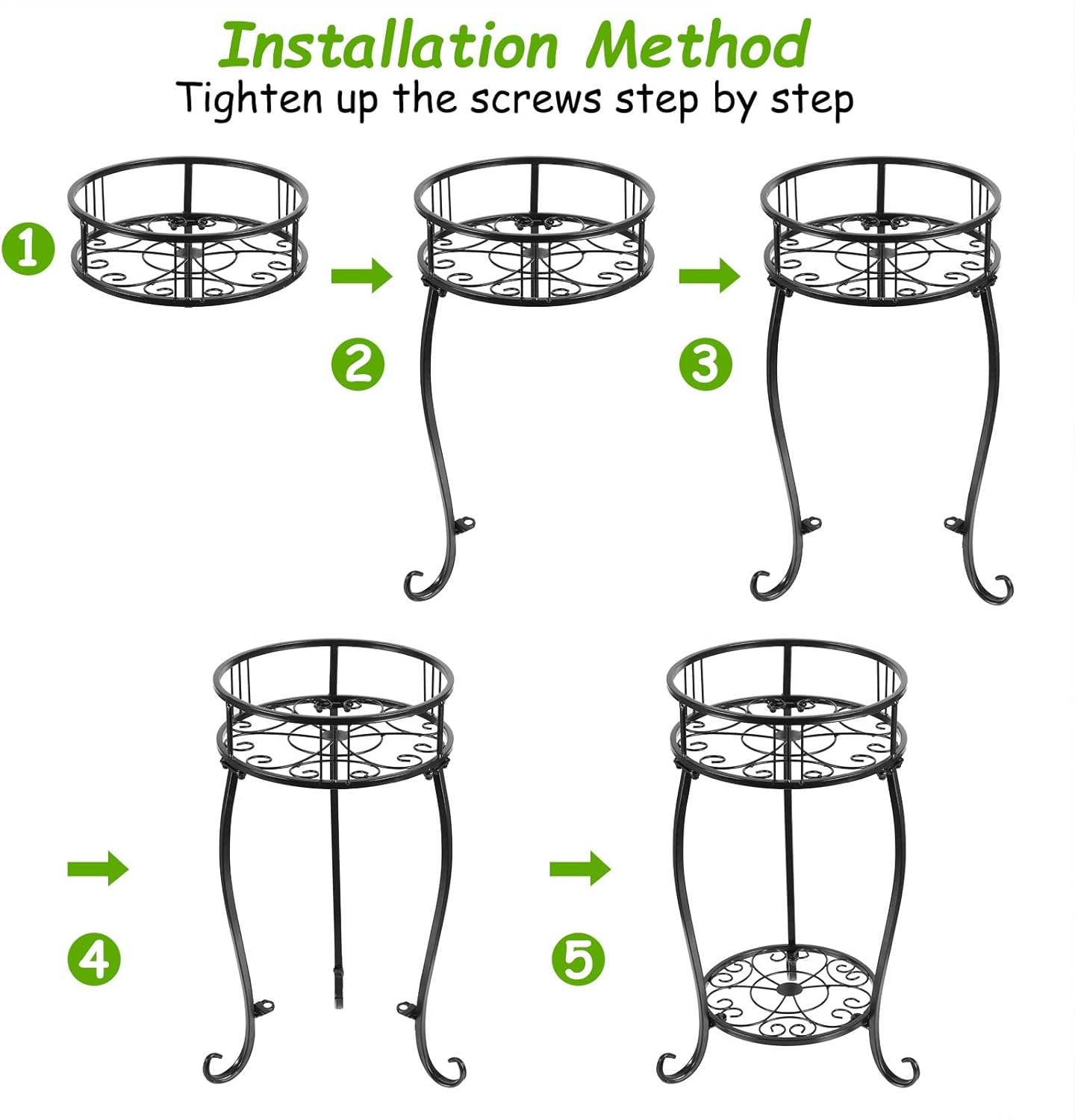 Potted Plant Stand 2 Tier Metal Flower Pot Stand Anti-Rust Heavy Duty 