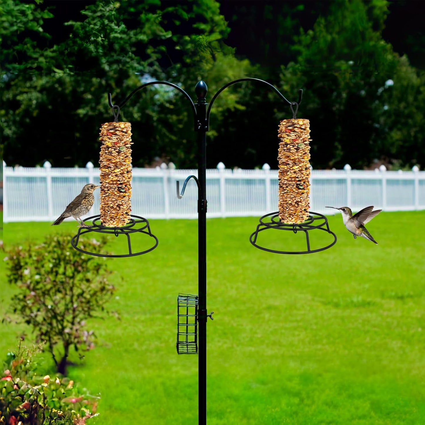 Honeydak 2 Pcs Cylinder Bird Feeder Outdoor Seed Holder for Large Small Cylinders Metal Suet Cake Feeder Backyard Wild Birds Feeding Bird Container for Outdoors Garden