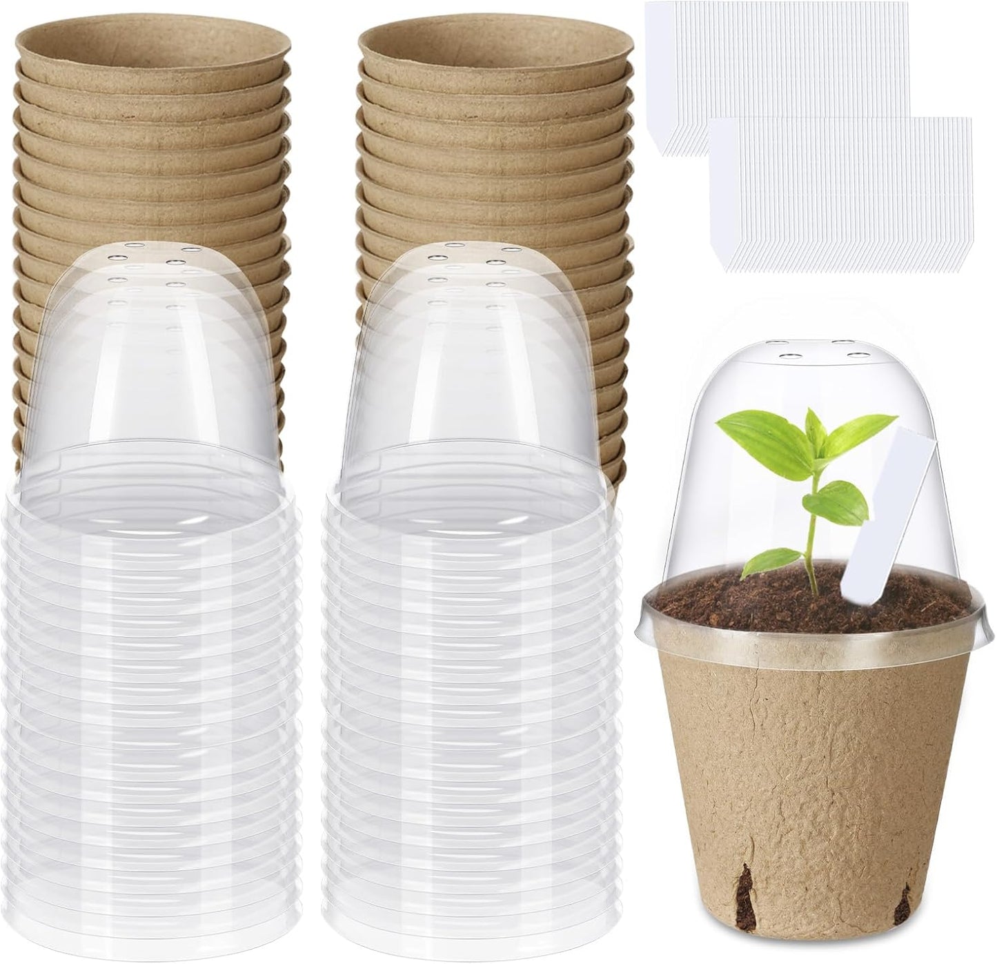 Aulock 36 Sets Plant Nursery Pots with Humidity Dome - 3in Seed Starti