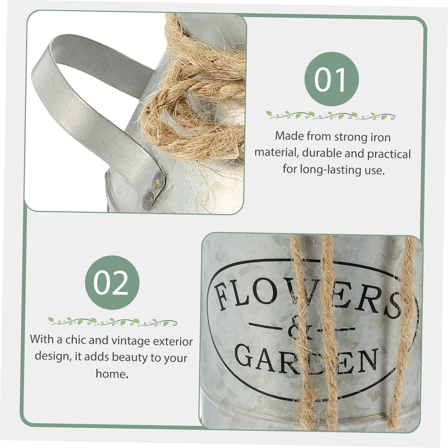 PRETYZOOM Vintage Metal Flower Bucket Planter Rustic Plant Container f