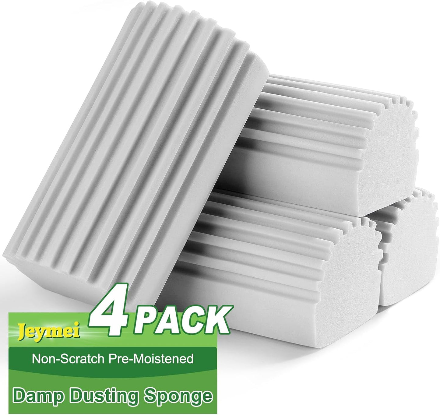 4-Pack Damp Clean Duster Sponge,Gray Damp Dusting Sponge,Duster Basebo