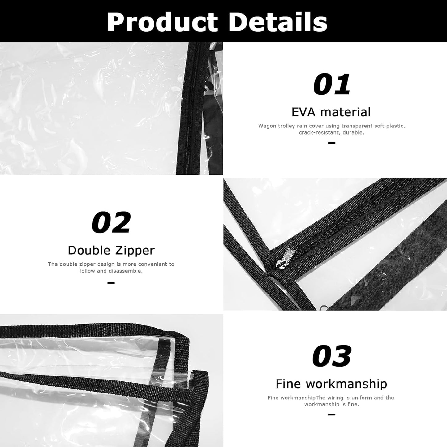 Rain Cover for Wagon, Push-Pull Rain Cover, Folding Caravan Canopy Accessories Suitable for Outdoor Camping Picnic Waterproof Transparent EVA Cover (Suitable for Half-Folded Wagon)