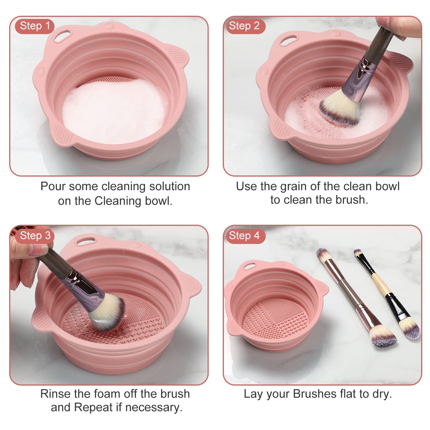 Foldable Silicone Makeup Brush Cleaner Bowl - Etercycle Portable Clean