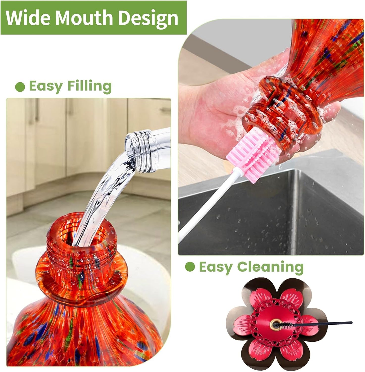 Hummingbird Feeder, BOLITE Glass Hummingbird Feeders for Outdoors Hang