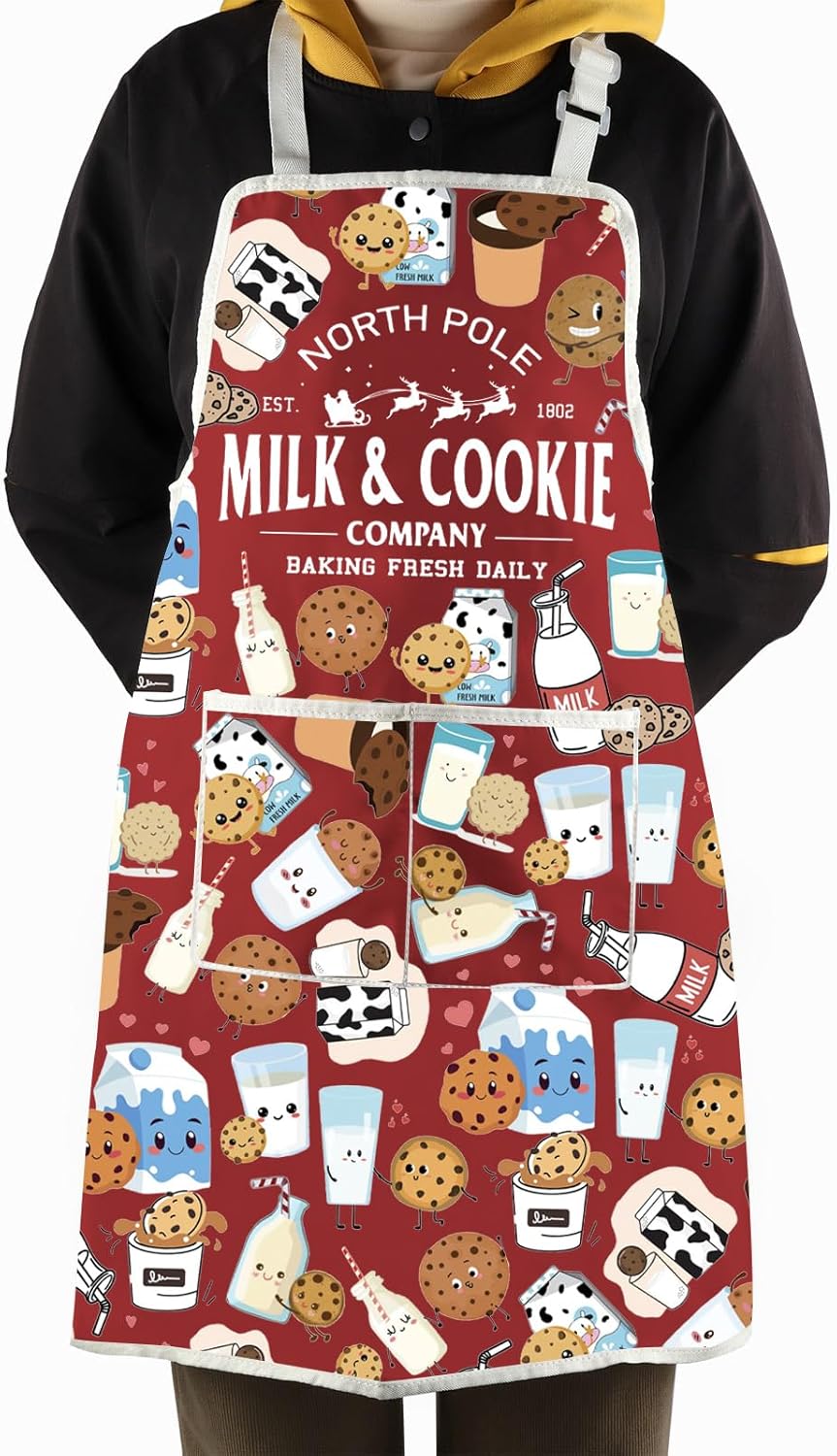 WCGXKO North Pole Christmas Baking Kitchen Apron Funny Xmas Gift Farmhouse Christmas Gift