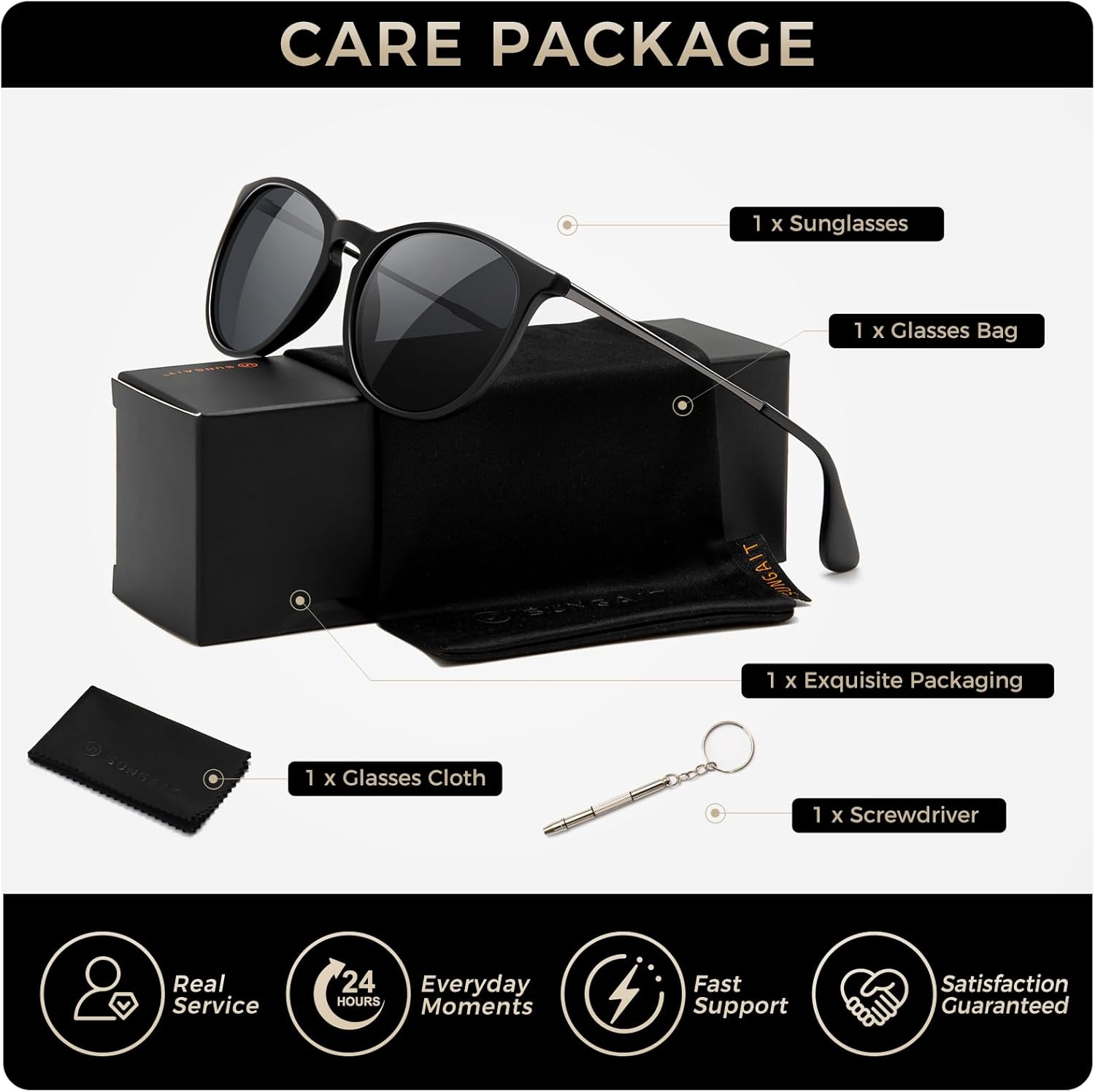 SUNGAIT Premium Vintage Round Sunglasses for Women Men Classic Retro T