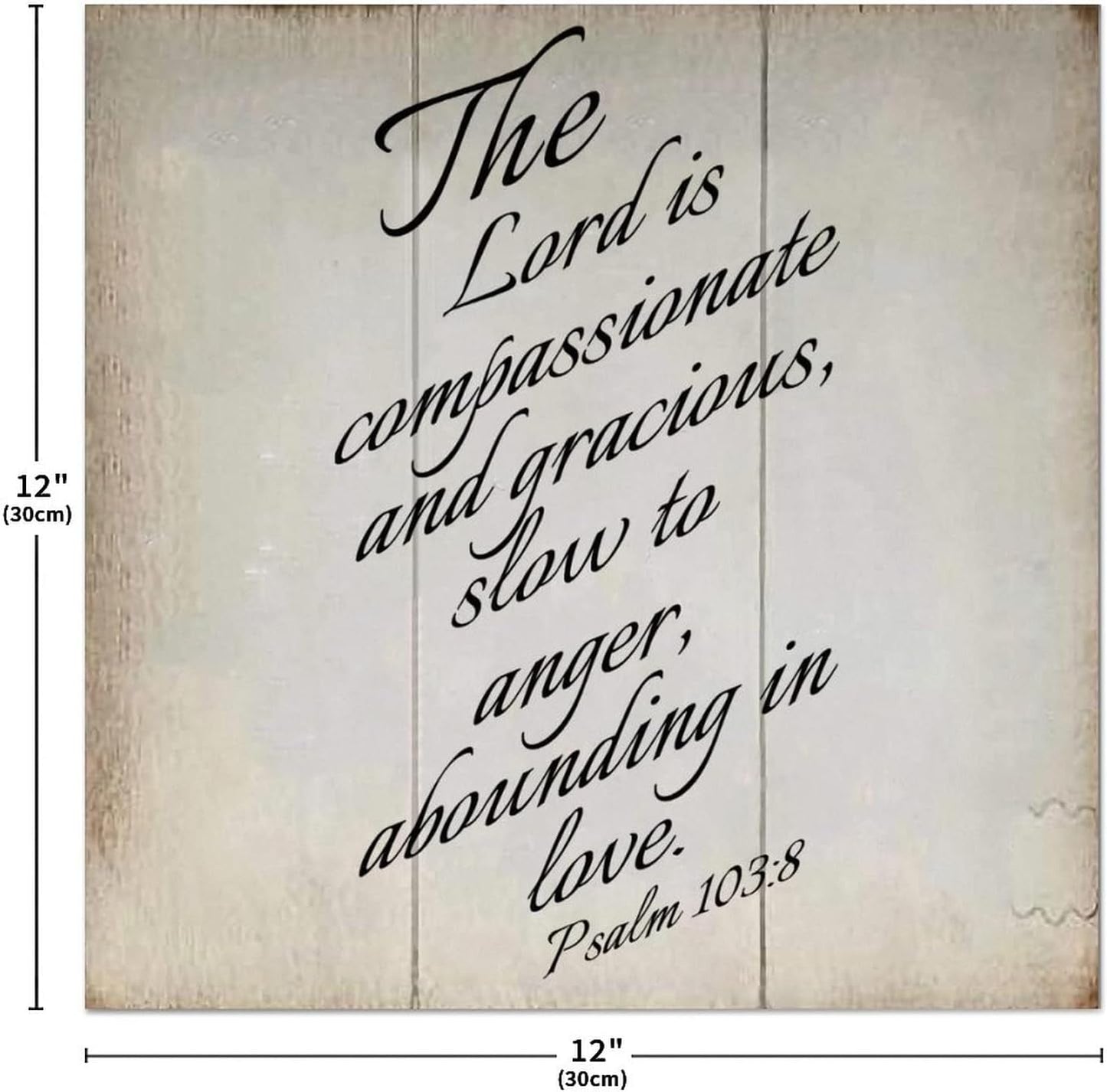 LITTLEGROVE SEEDS Rustic Bible Verse Wood Signs The Lord Is Compassionate And Gracious Psalm 103:8 Sign Farmhouse Family Wall Art Rustic Wall Decor for Home Man Cave Gate Garden Bars Cafes 12x12in