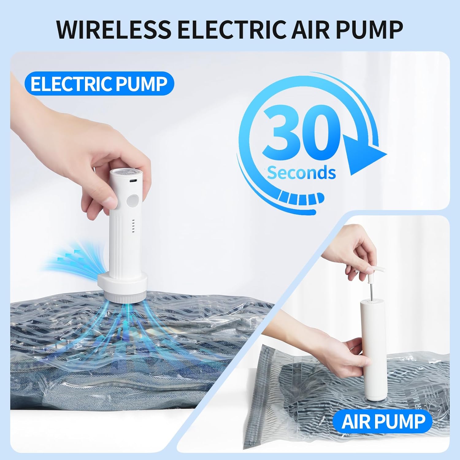16 PCS Vacuum Seal Bags for Clothing with Electric Air Pump, Compressi