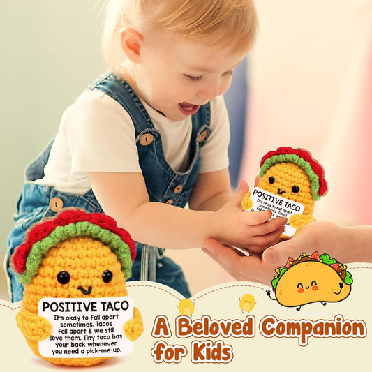 LuoHere Positive Crochet Taco Birthday Gifts for Women Men Easter Basket Stuffers Essentials Adult Kids Son Mom Dad Daughter Sister Friend Coworkers Self Care Emotional Inspirational Support