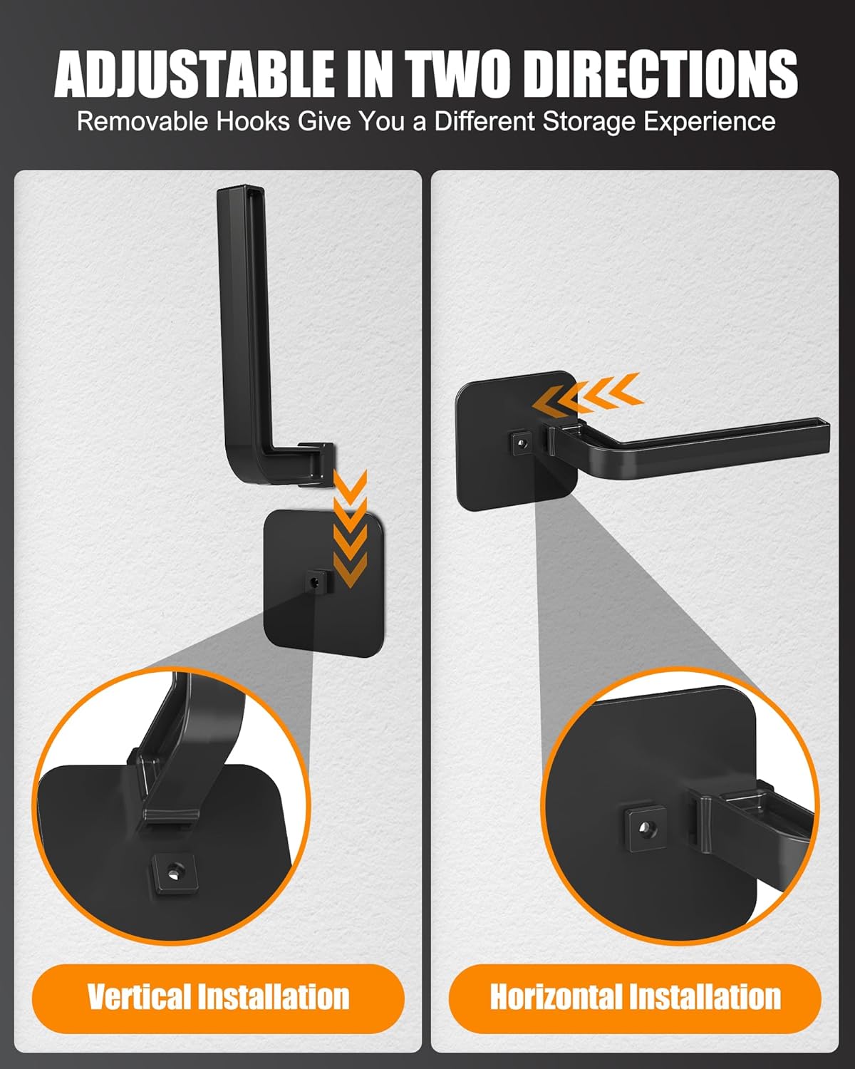 Hat Rack for Hat Storage (4-Pack), Multi-Purpose Hat Organizer, Strong Adhesive Hat Hooks for Wall Organizer for Baseball Caps, Two Mounting Options Hook, Black