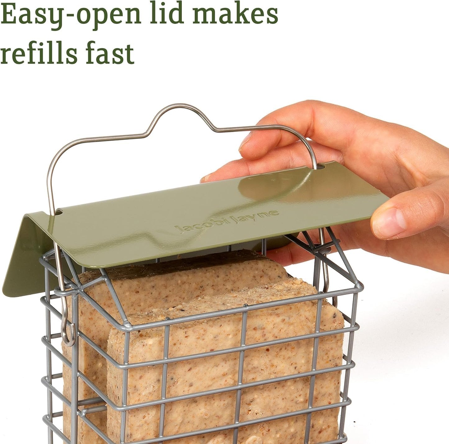 Suet Cake Feeder - Jacobi Jayne® Suet Cake Basket - Holds 2 Suet Blocks for Wild Birds - Suet Block feeders Hanging - Suet Block Holder - Suet Block Feeder for Small Birds only