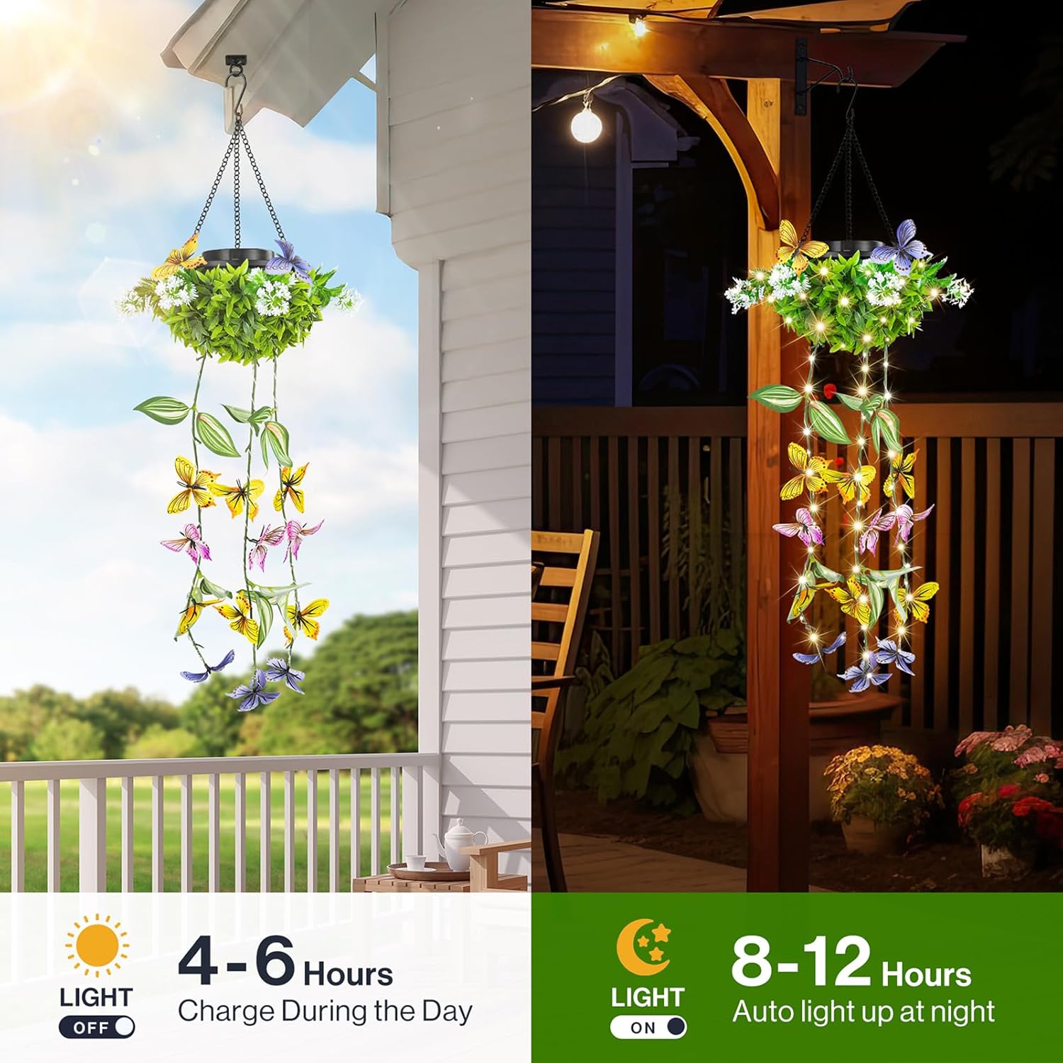 Colorful Solar Butterfly Lights for Spring & Summer Garden, 2 Pack Han