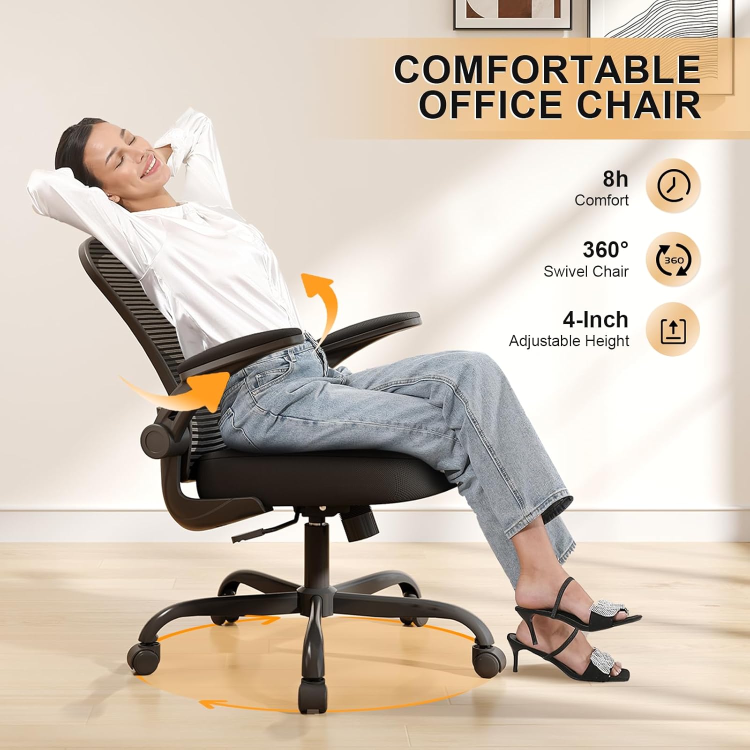 Office Chair, Ergonomic Desk Chairs 330LBS Capacity High Back Mesh Com