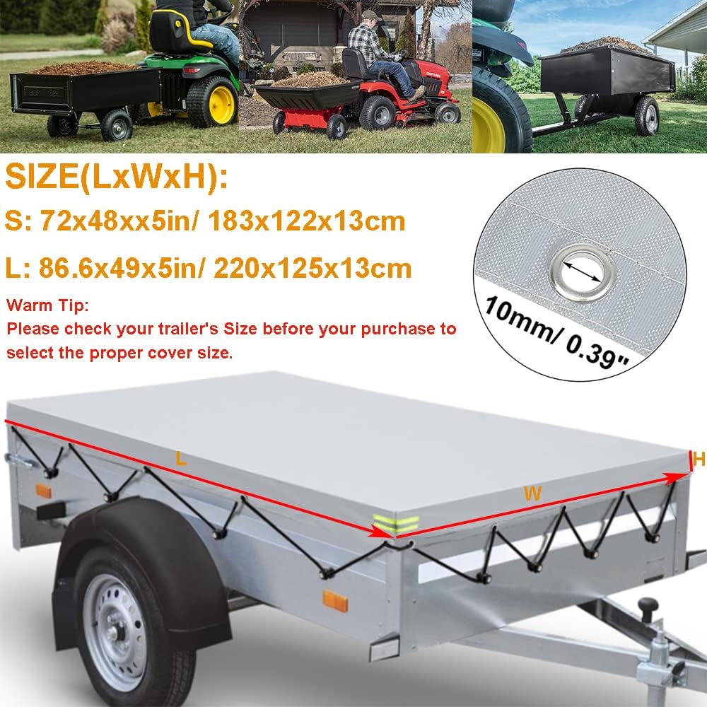 Folding Black Garden Cover - 86.6x49.5in, Waterproof, Compatible with Lawn Tractors, Utility Wagons, Dump Carts, RV Trailers & Campers